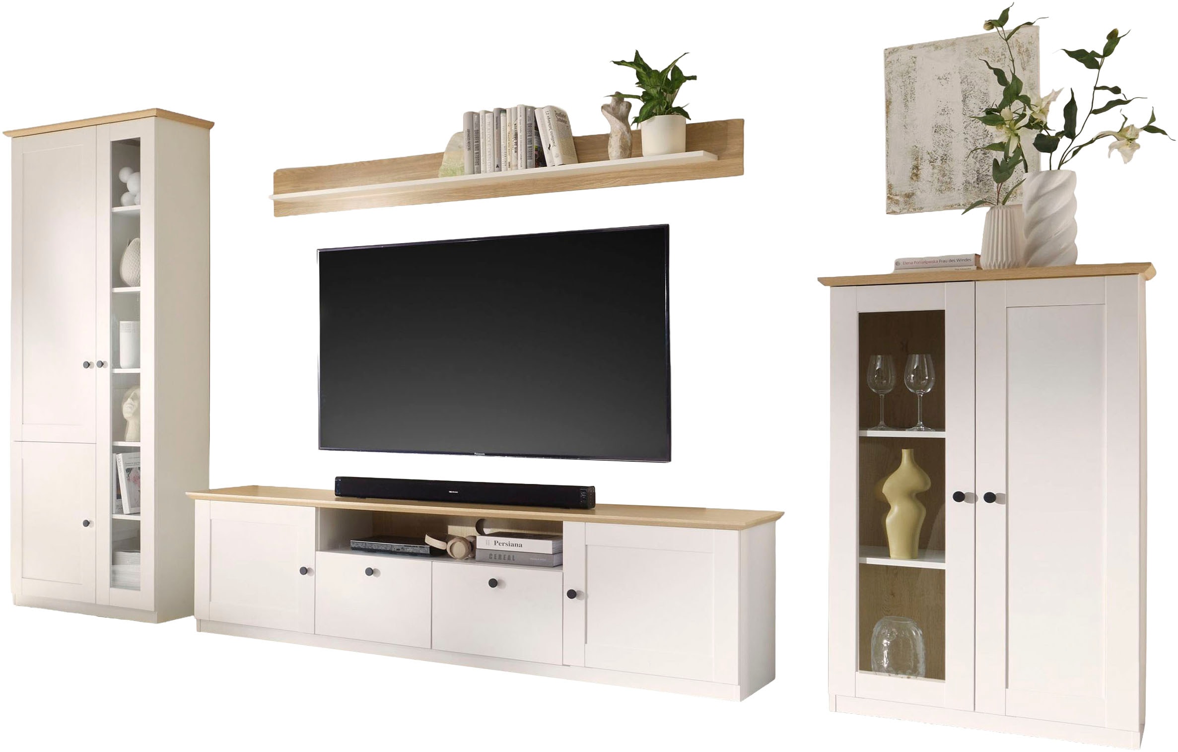 OTTO home Wohnwand »Brest, Anbauwand im Landhausstil, Komplettset, Wohnzimmer-Set« Set, 4 Stk. tlg.