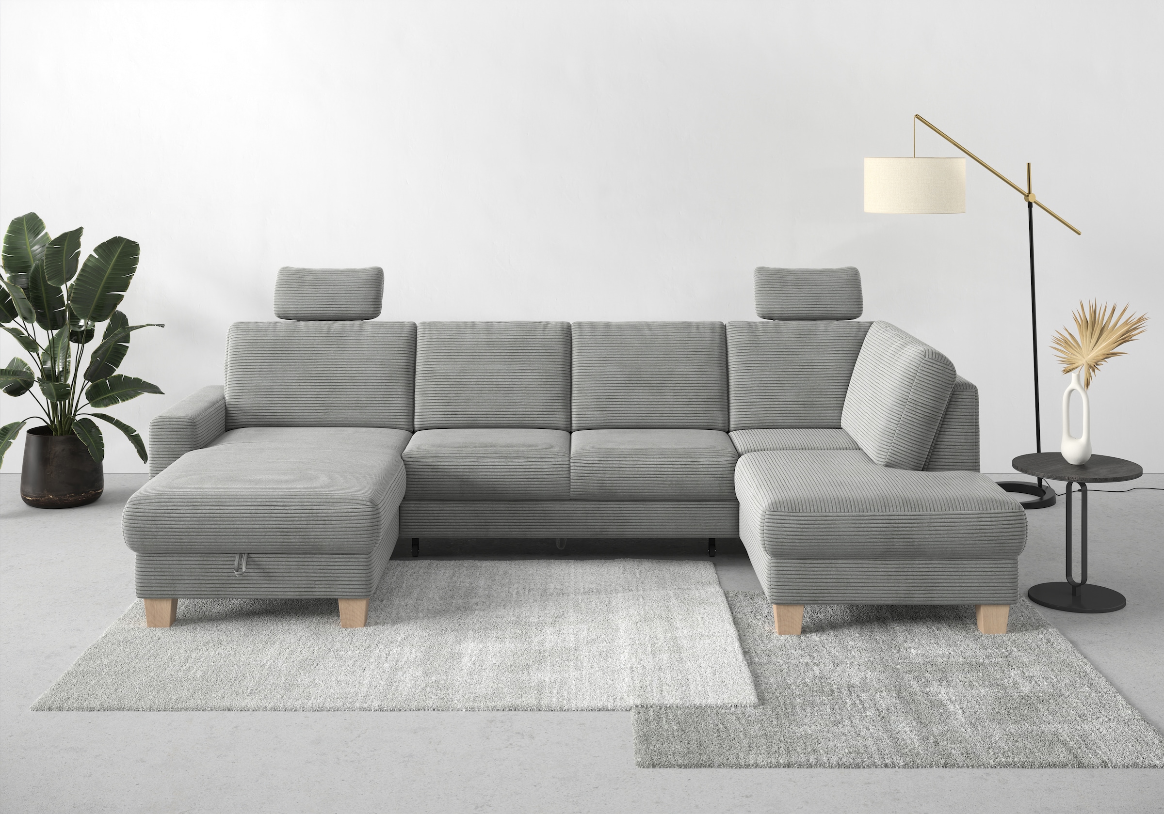 OTTO home Wohnlandschaft "Summer U-Form" mit oder ohne Schlaffunktion und Bettkasten, Cord-Bezug