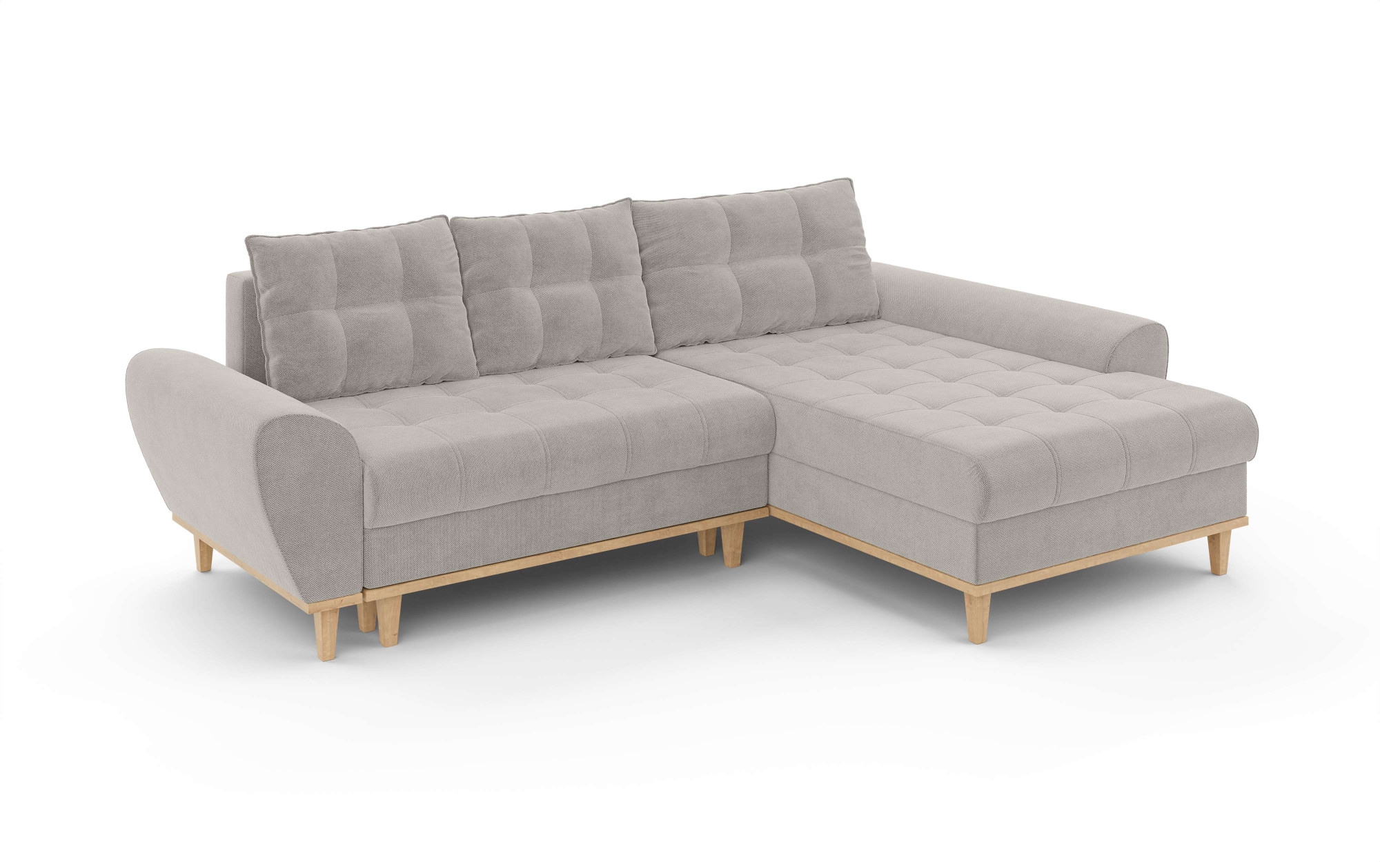 Home affaire Ecksofa »Ahrdorf mit Bettfunktion und Bettkasten, Maße: B/H/T 268/86/175 cm«, L-Form mit 3 Rückenkissen und moderne gerundete Armlehnen