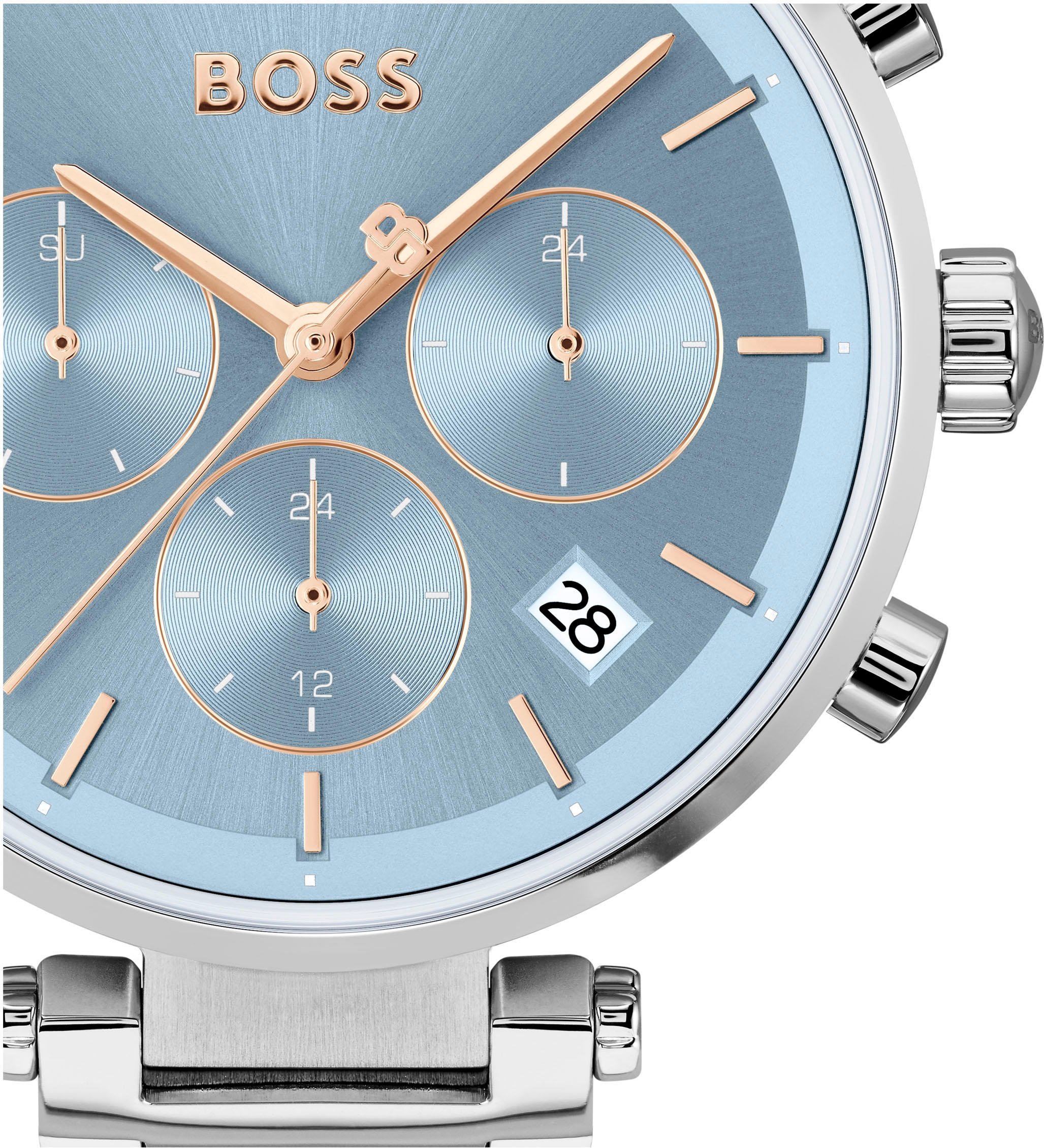BOSS Multifunktionsuhr »MAJESTY SPORT«, Quarzuhr, Armbanduhr, Damenuhr, Edelstahlarmband, analog