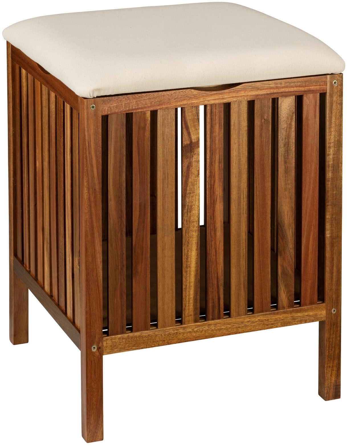 WENKO Hocker "Fondi" gepolstert, aus Akazienholz, ideal zur Wäscheaufbewahr günstig online kaufen
