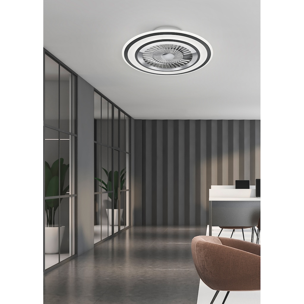 TRIO Leuchten LED Deckenleuchte »Flaga«, mit Ventilator, Fernbedienung, integrierter Dimmer und Nachtlicht. Leuchte und Ventilator getrennt schaltbar