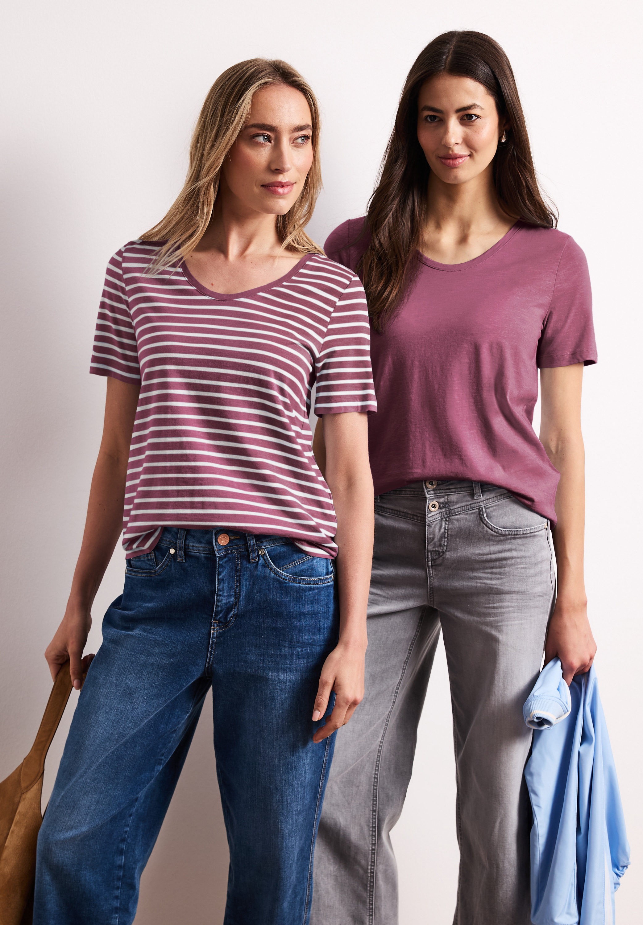 STREET ONE T-Shirt mit abgerundetem V-Ausschnitt