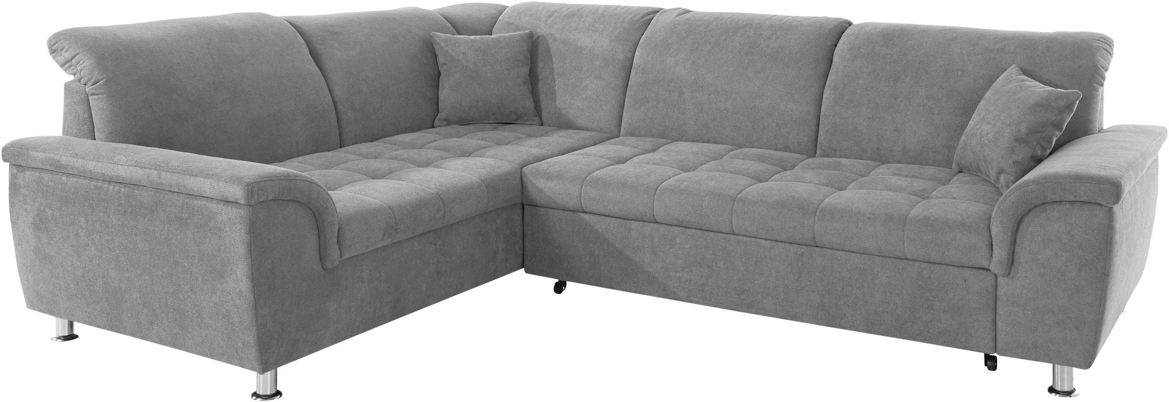 DOMO collection Ecksofa »Franzi, zeitlos und elegant, moderne Sitzheftung, L-Form«, wahlweise mit Kopfteilverstellung (dann Breite: 275 cm)
