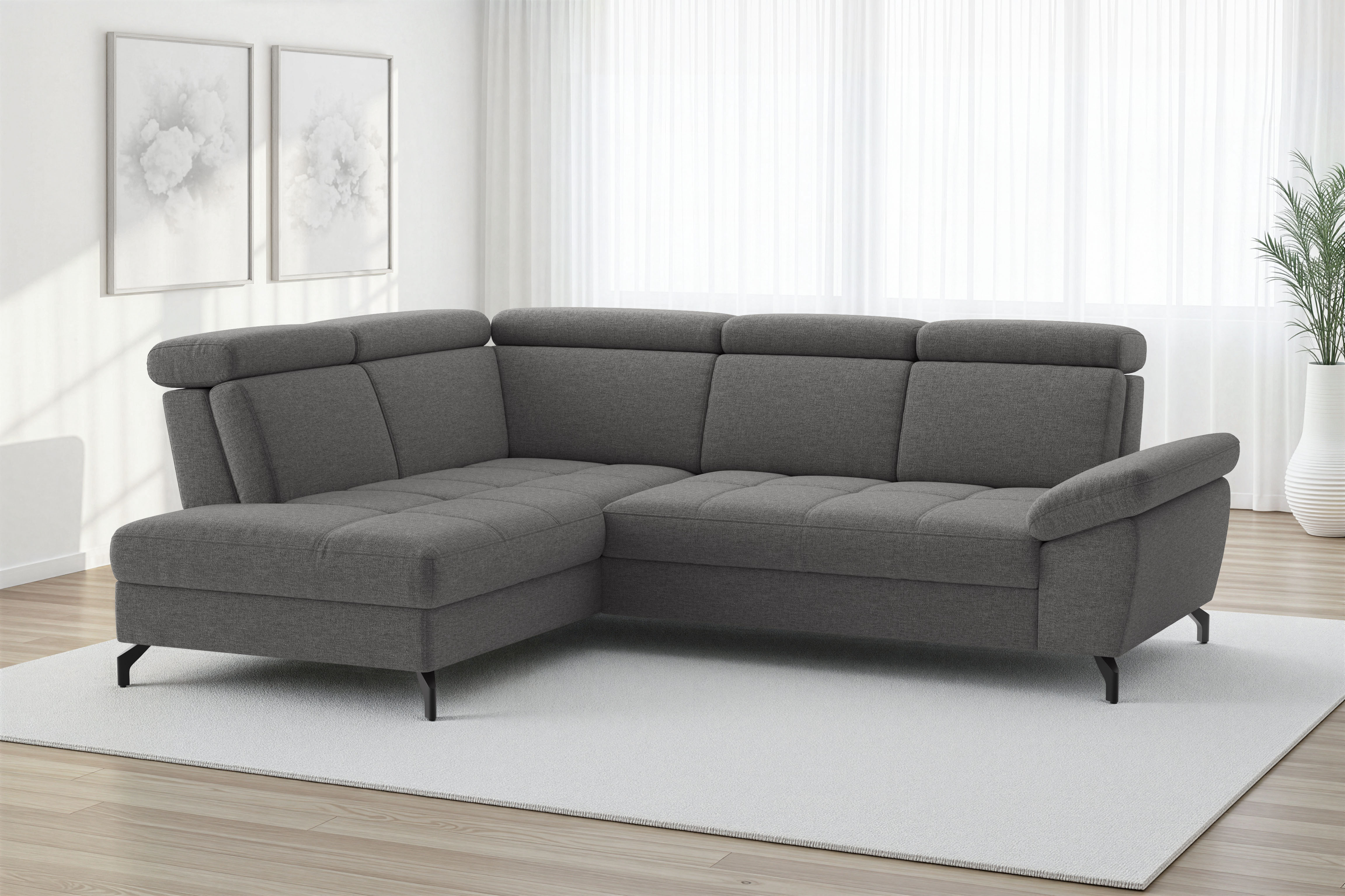 sit&more Ecksofa "Vanity; L-Form, B. 254 cm" Inkl.Sitz-,Kopf-und Armteilverstellung
