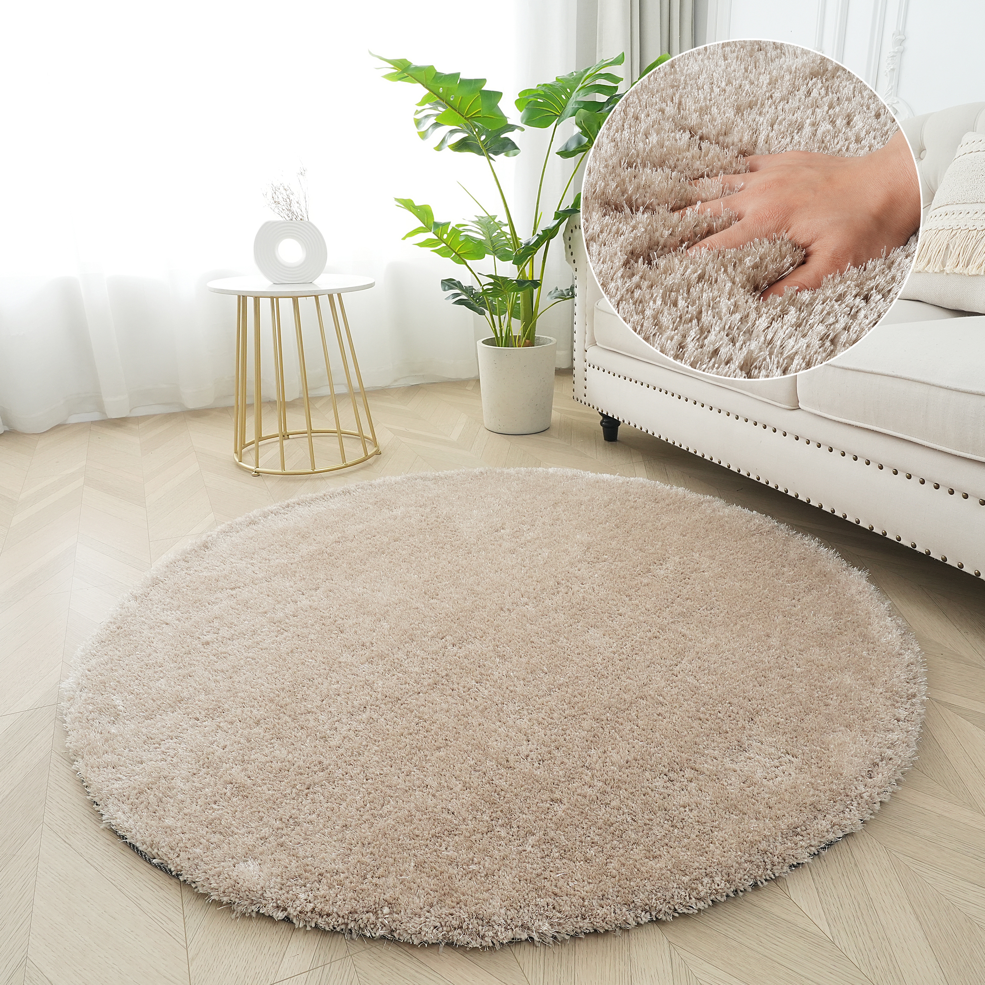 Bruno Banani Teppich "Dana Teppich, besonders weich und kuschelig, Kundenliebling" rund 30 mm Höhe uni, Mikrofaser Teppiche, Wohnzimmer, Schlafzimmer, Esszimmer
