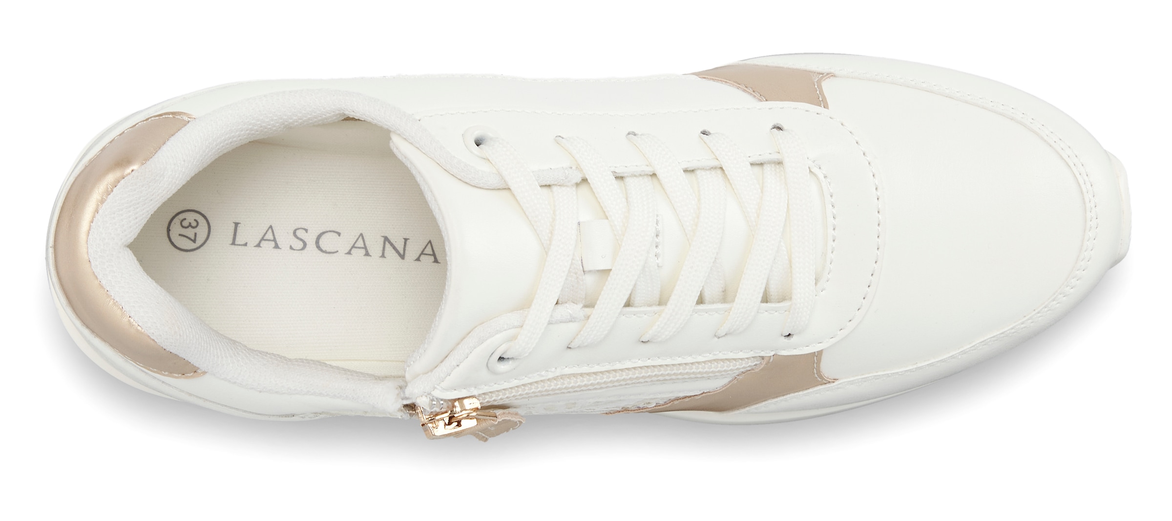 LASCANA Sneaker »Freizeitschuh, Halbschuh,«, mit innenliegendem Keilabsatz und Spitzendetails VEGAN