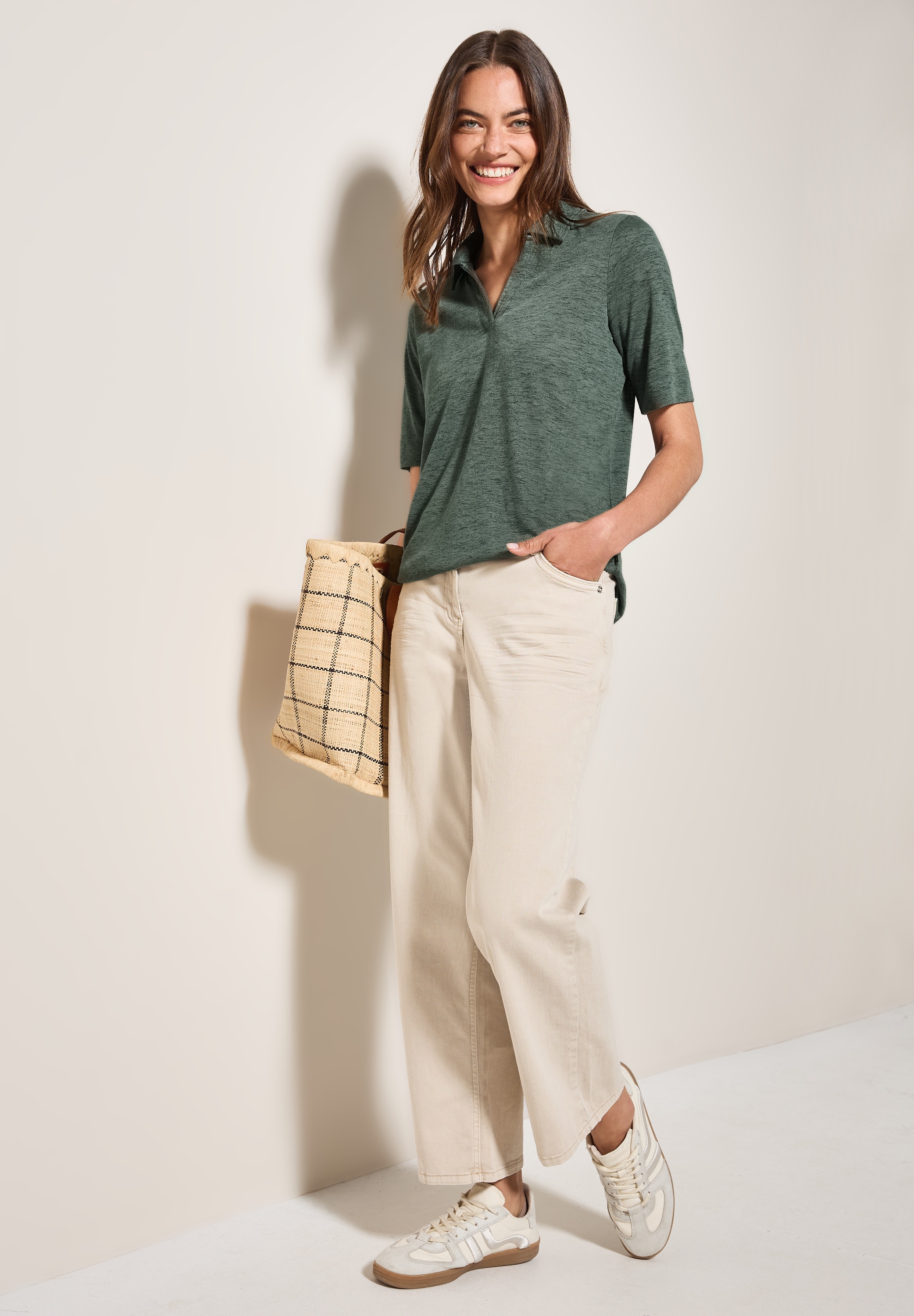 Cecil Poloshirt, in Leinen-Optik