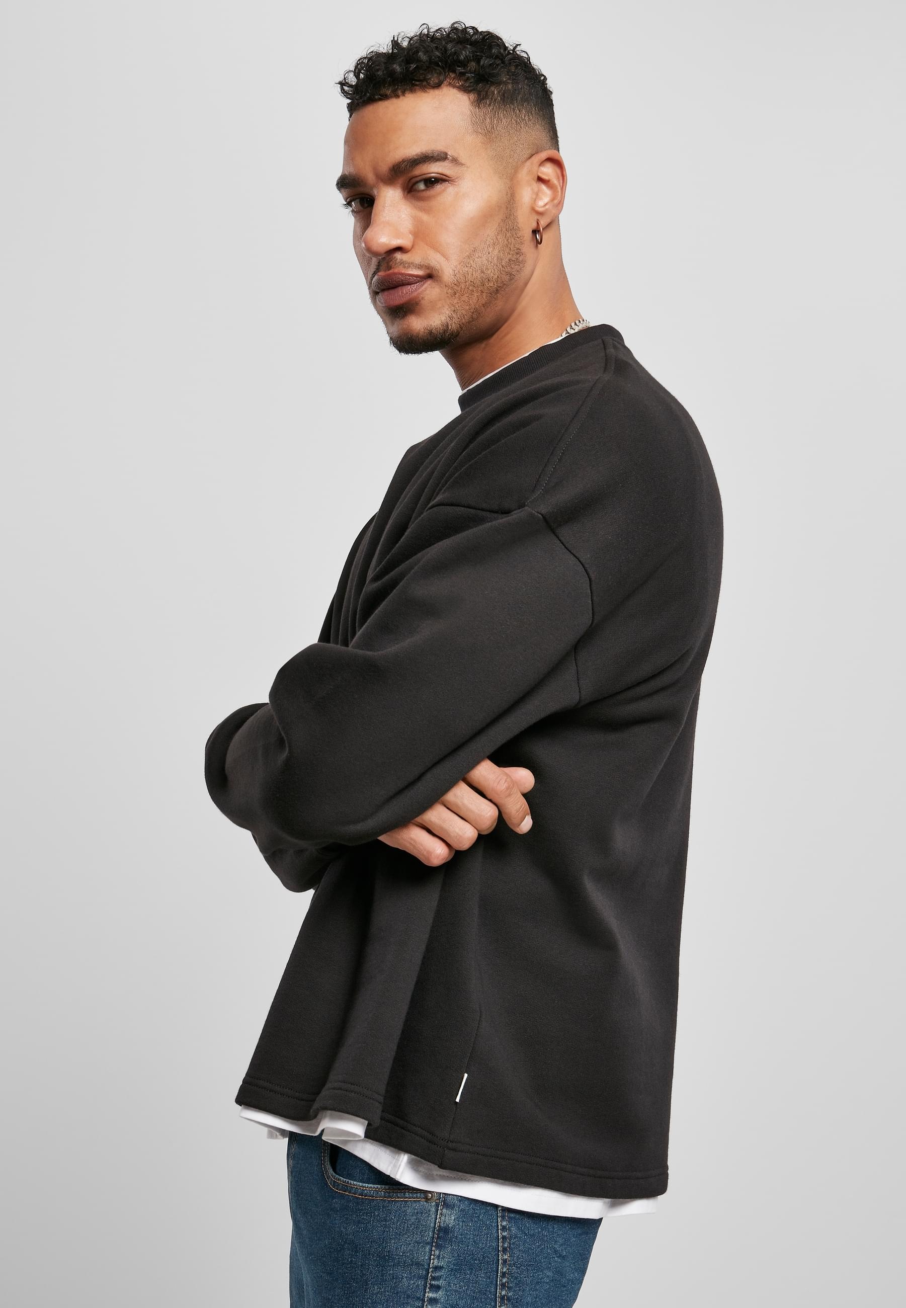 URBAN CLASSICS Rundhalspullover »Urban Classics Herren Organic Oversized Boxy Crew«, (1 tlg.)