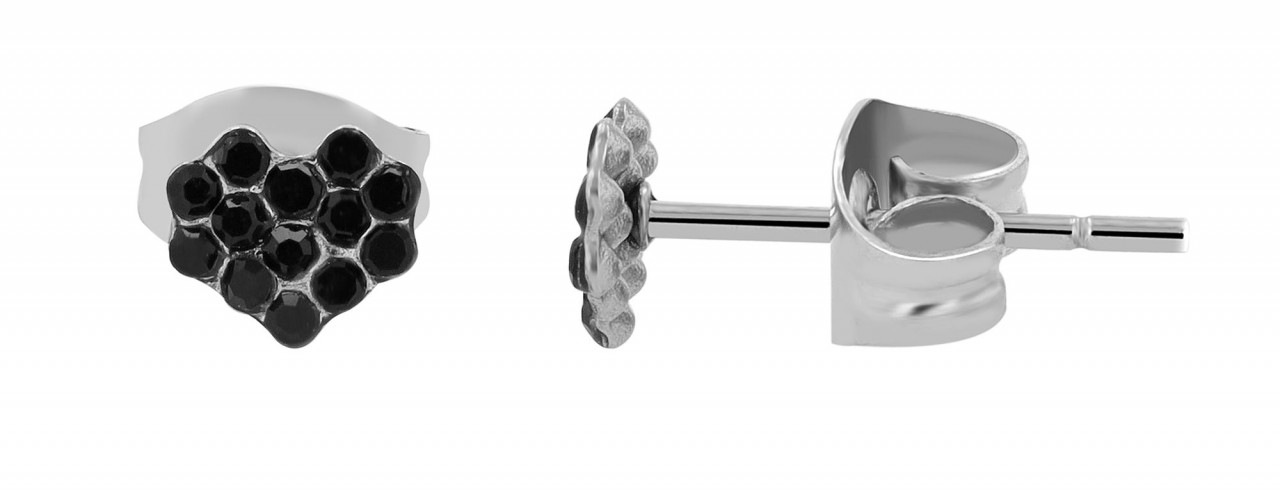 Paar Ohrhänger ADELIA´S "Damen Ohrstecker aus Edelstahl mit Herz", schwarz, Ohrringe, Damen, Damen, Edelstahl