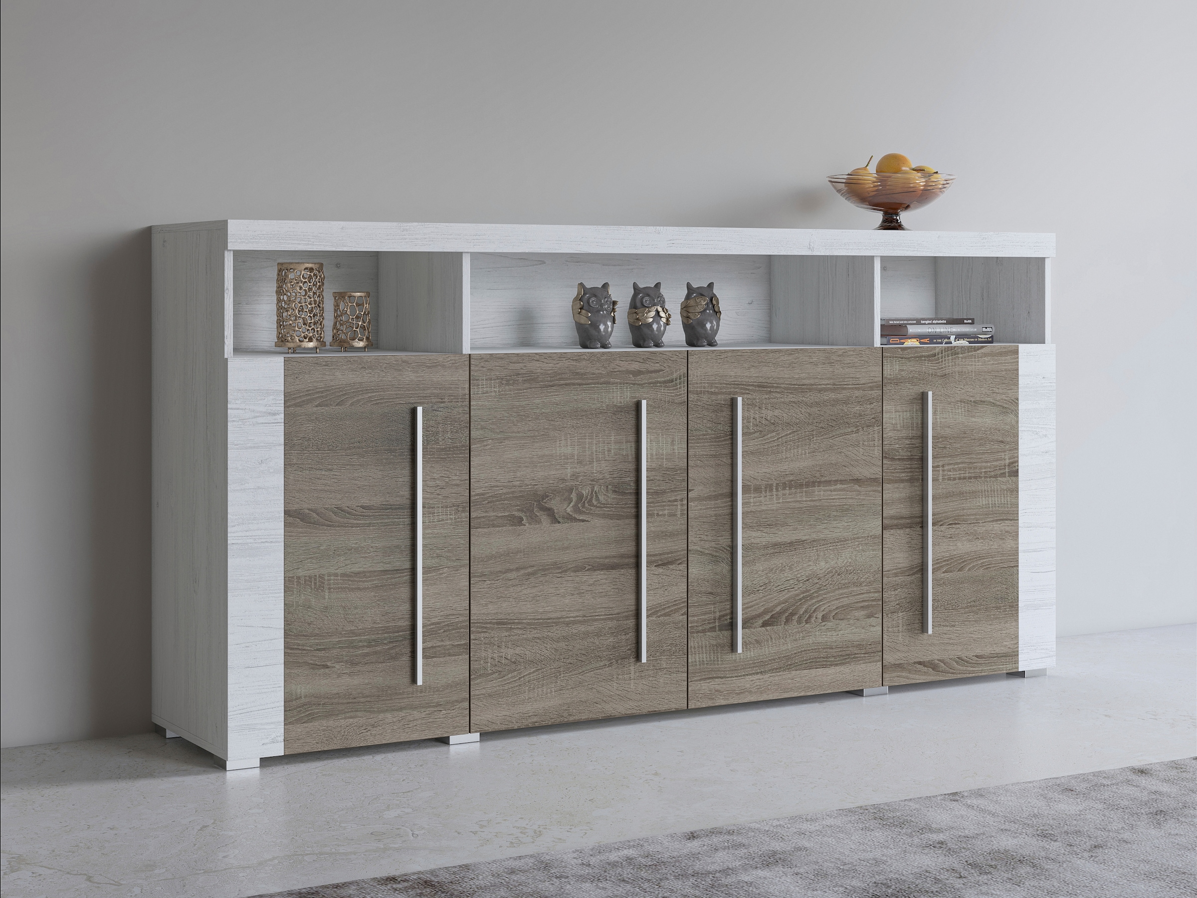 INOSIGN Sideboard "Roger,Breite 182cm, stilvolle Schrank mit 4 Türen", Kommode mit viel Stauraum, Einlegeböden verstellb