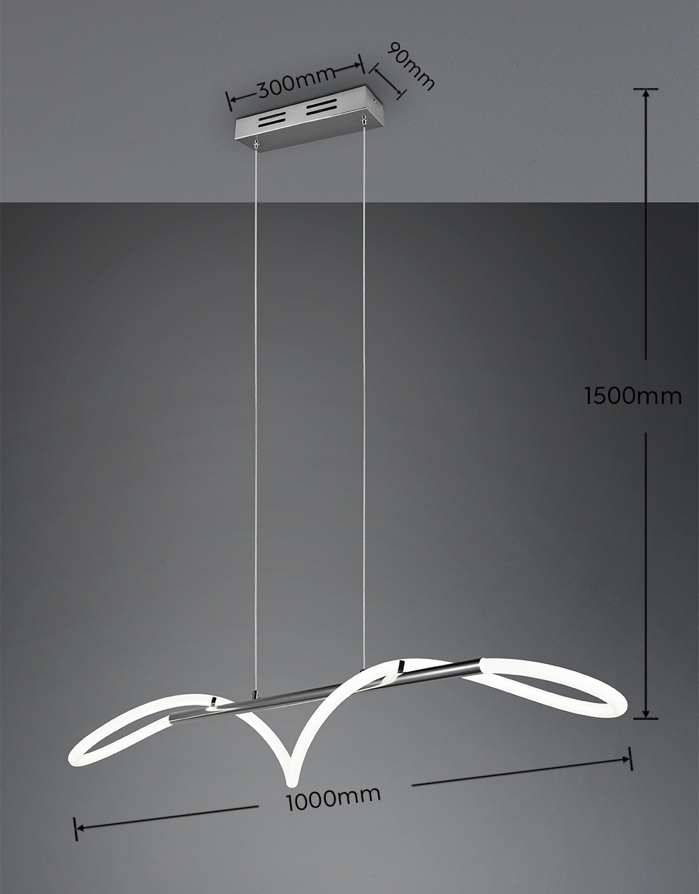 REALITY Leuchten LED Pendelleuchte »ARGOS, Hängelampe Esszimmer Wohnzimmer, 28W LED kaltweiß 4000K 3500 Lm«, 1 flammig, Leuchtmittel LED-Board | LED fest integriert, Hängeleuchte höhenverstellbar bis 150cm, 3 Stufen Switch Dimmer