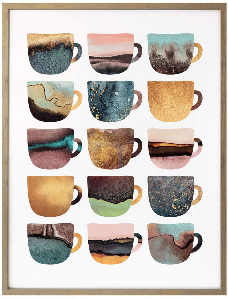 Wall-Art Poster »Kaffeetassen Natur«, Geschirr & Besteck, (1 St.), Poster ohne Bilderrahmen