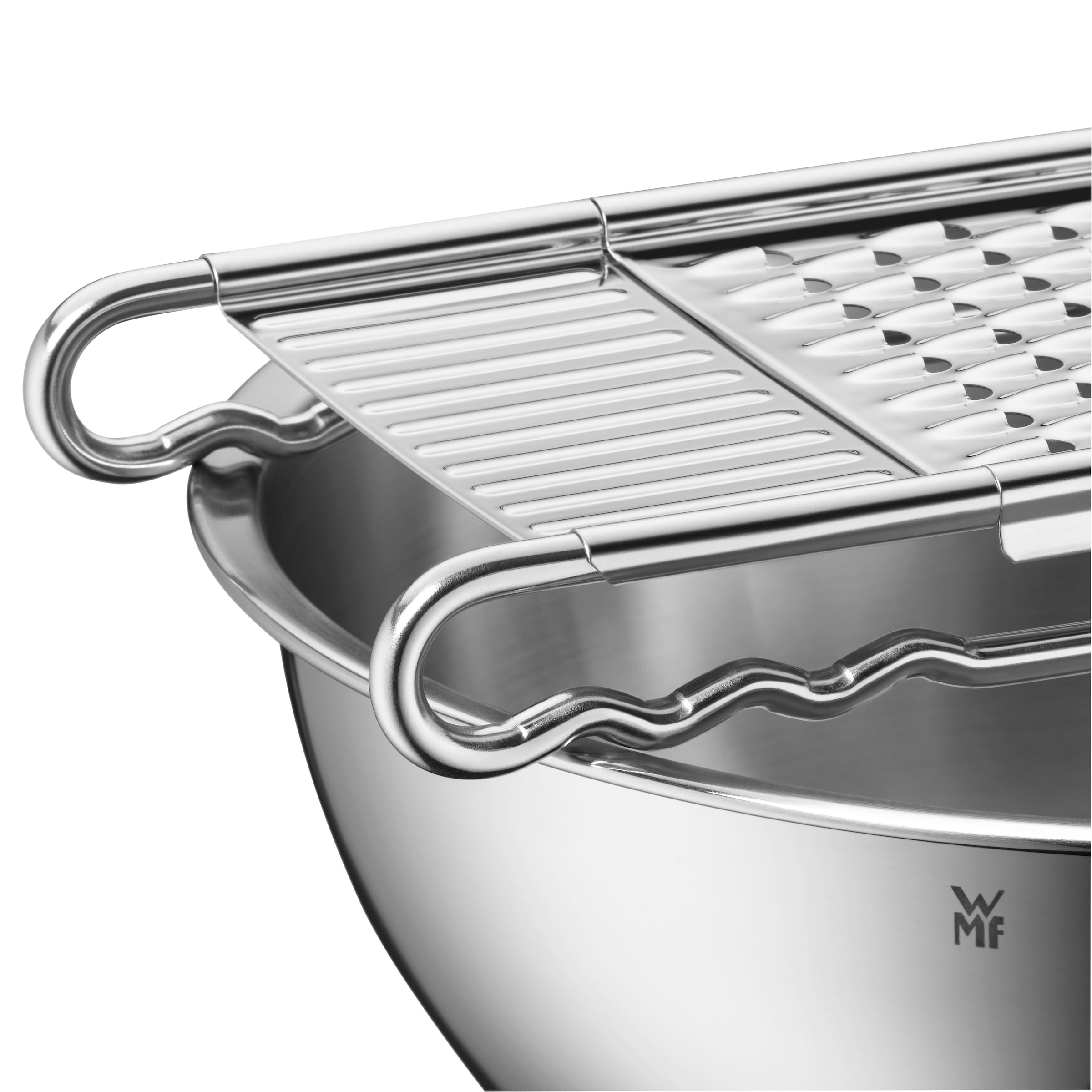 WMF Multireibe »Gourmet«, (Set, 5 St.), 4 Einsätze, Hobeln, Raspeln, Reiben, Schneiden, Cromargan Edelstahl