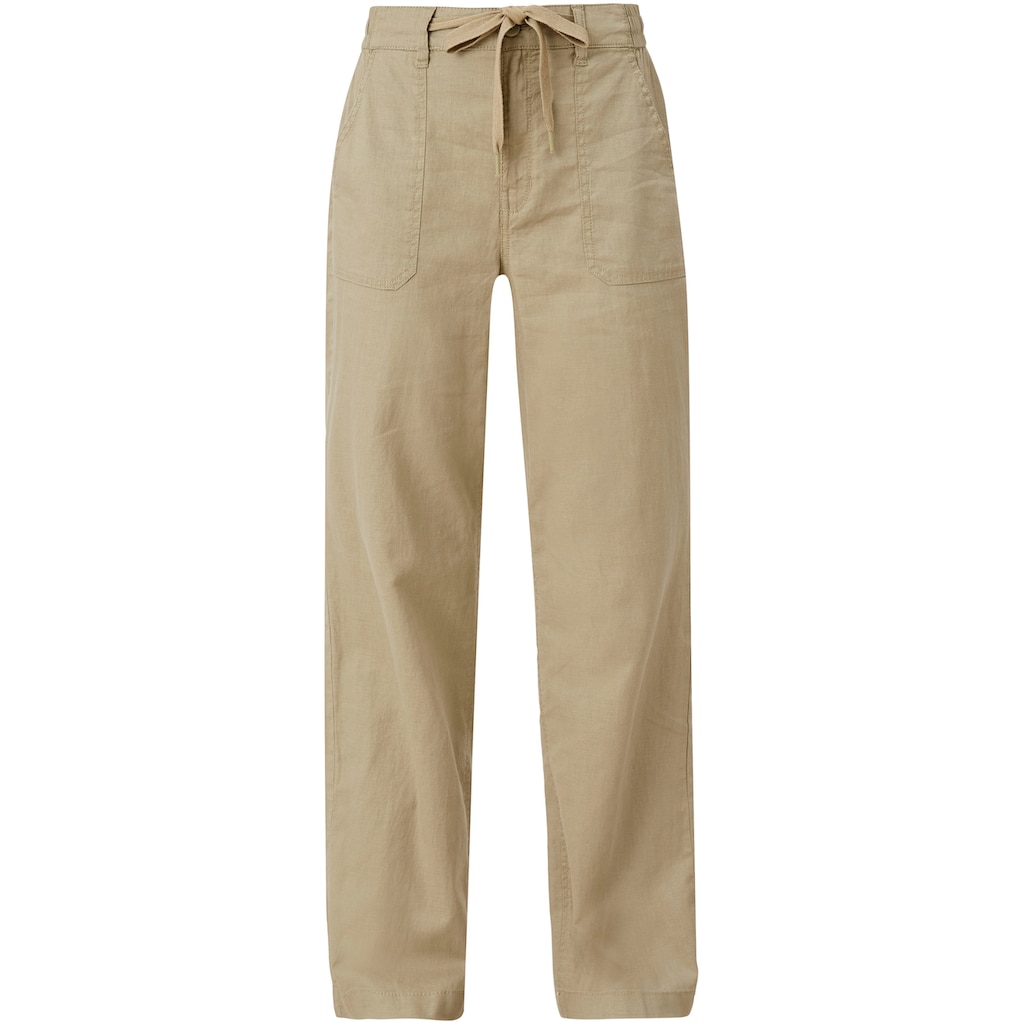 Damenmode Hosen Q/S by s.Oliver Leinenhose, (mit Bindeband), mit Passe hinten hellkhaki Damenmode Hosen Q/S by s.Oliver Leinenhose, (mit Bindeband), mit Passe hinten hellkhaki