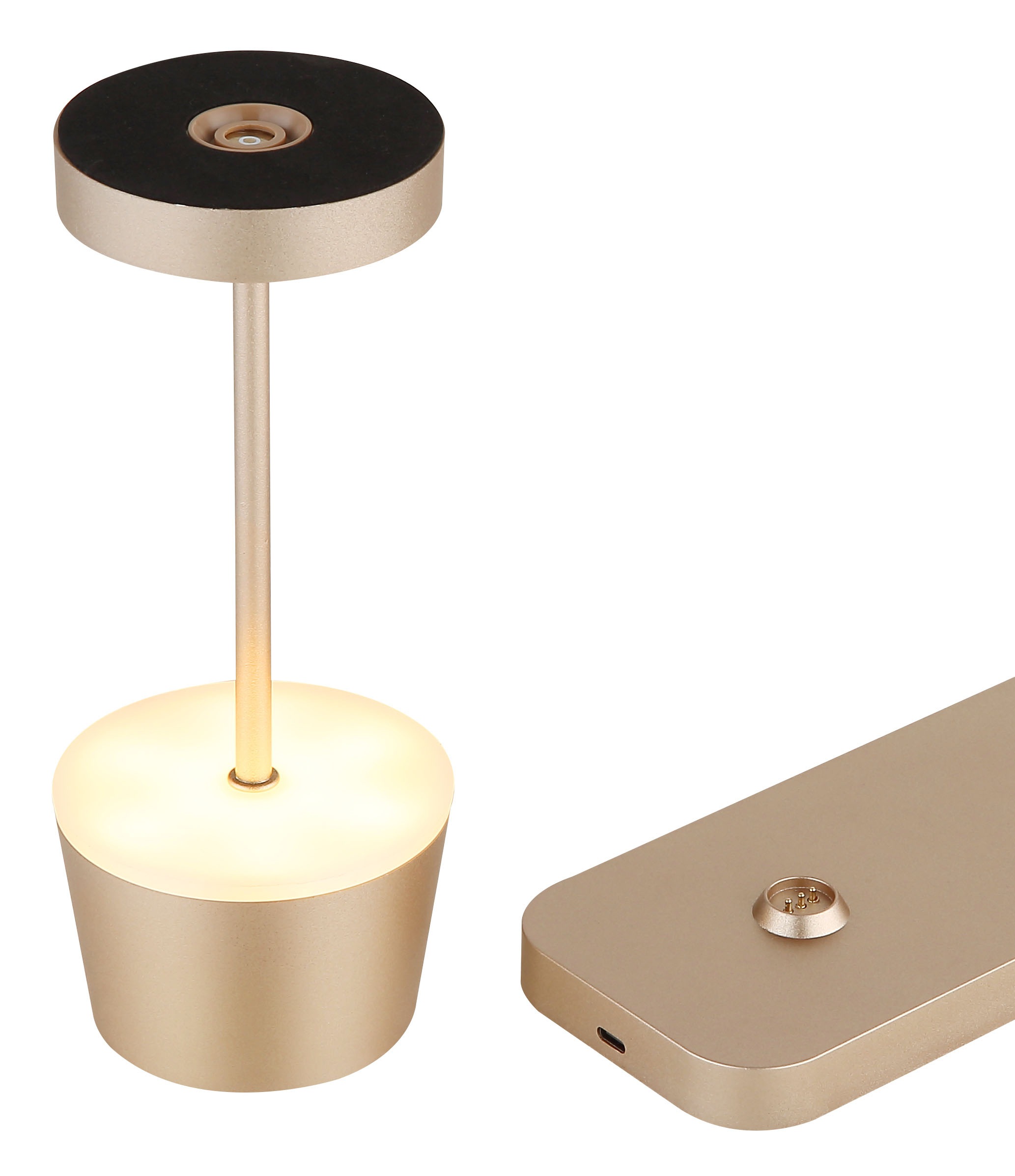 GLOBO LIGHTING Tischleuchte »DAWSON« LED-Modul 1 Stk. Outdoor RGBW Tischleuchte IP54, Touchdimmer, Akku & Dockingstation
