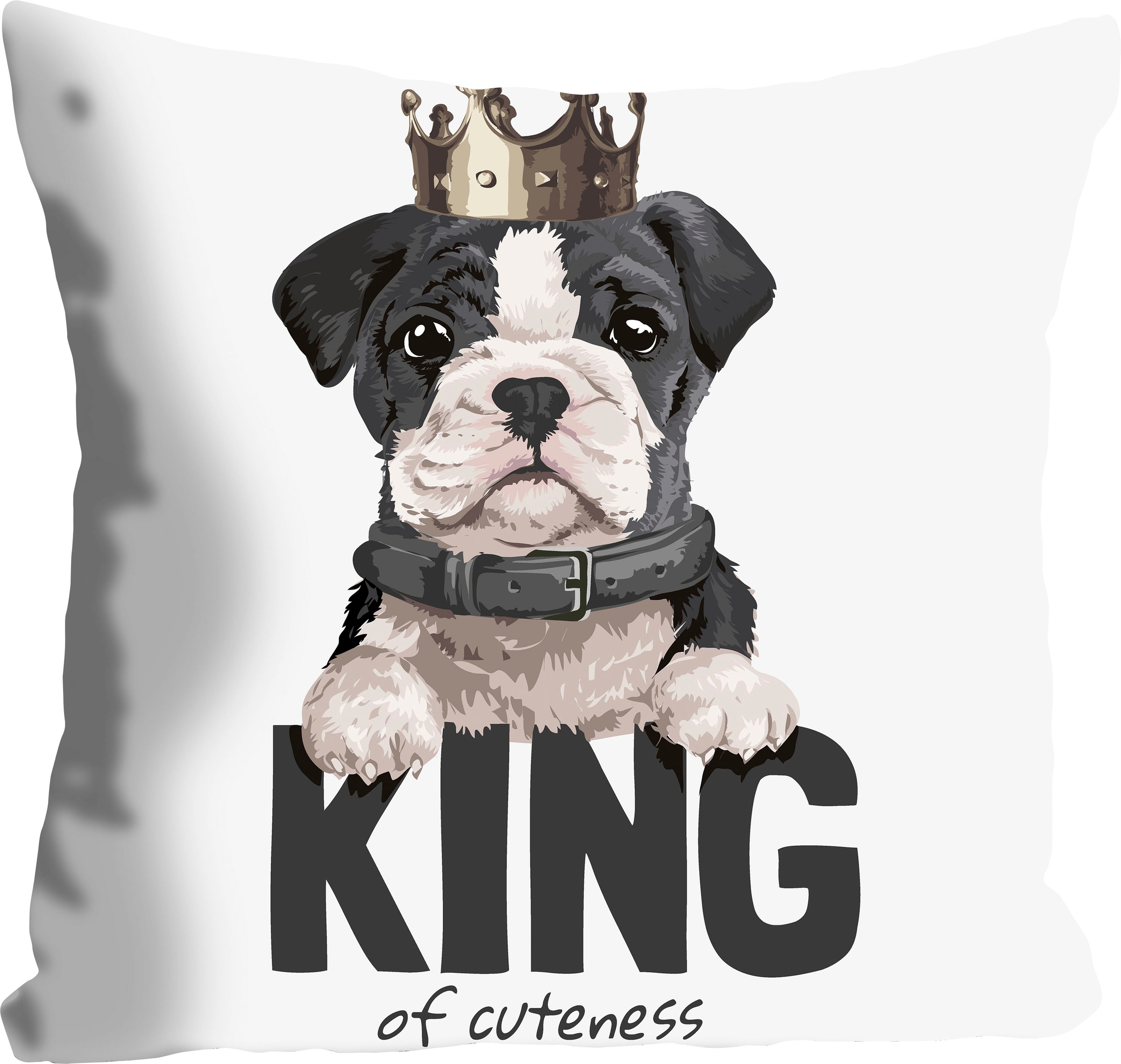queence Dekokissen "KING OF CUTENESS" mit einem Hund mit Krone günstig online kaufen