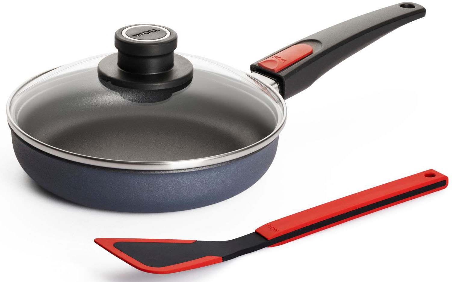 WOLL Bratpfanne "MADE IN GERMANY - Diamond Lite" Aluminium Set, 3 Stk. tlg. Induktion, inkl. Pfannenwender, abnehmbarer Stiel