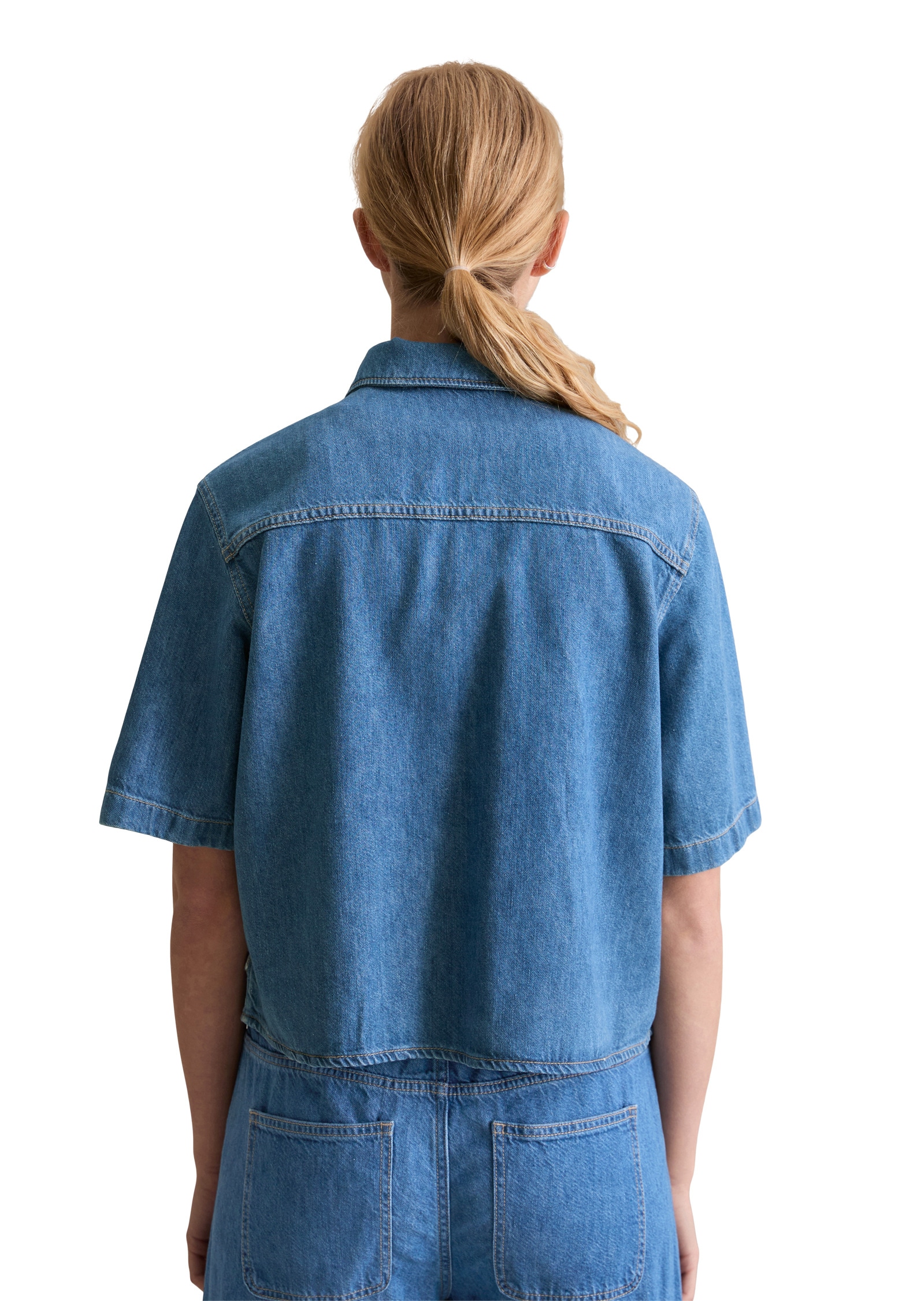 Marc O'Polo DENIM Kurzarmbluse »mit recyeltem Leinen-Garn«