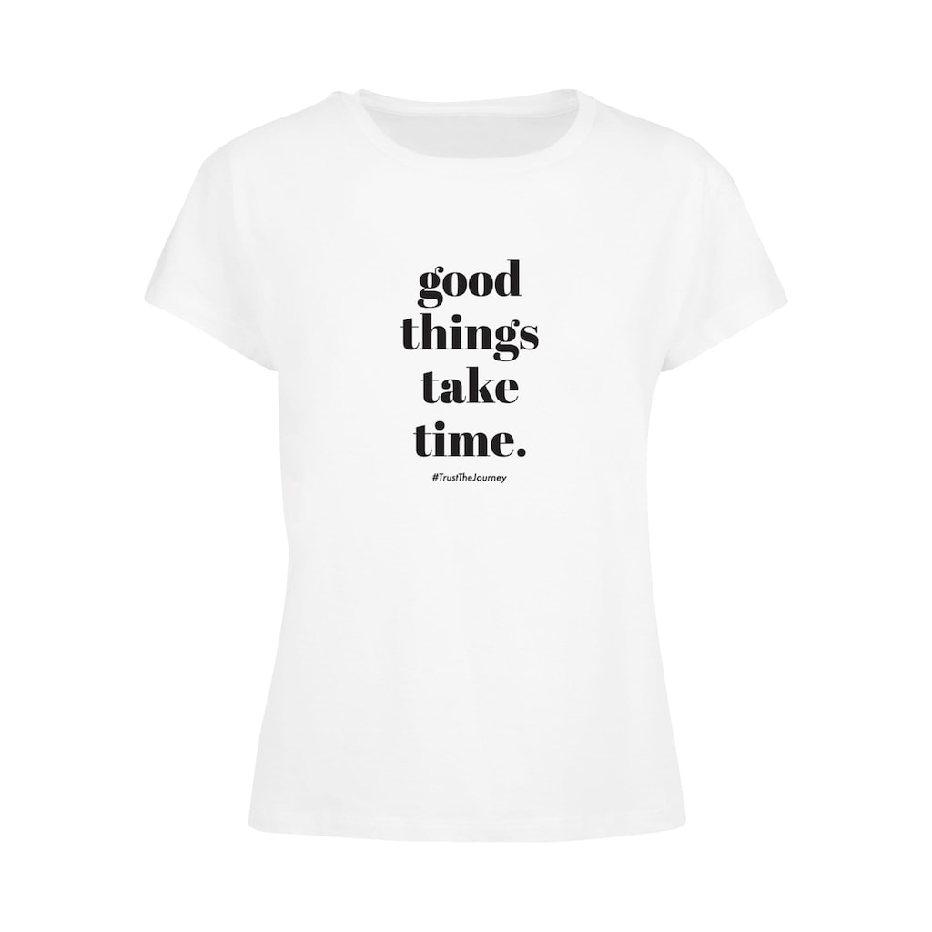Merchcode T-Shirt »Merchcode Damen Ladies Good Things Take Time Box Tee«, (1 tlg.)