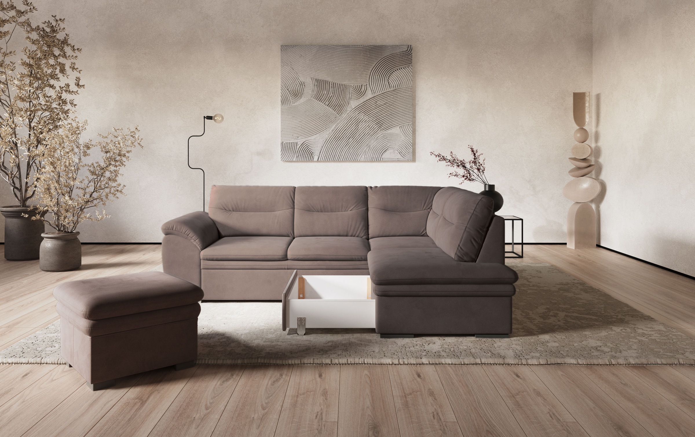 Thumbnail - COTTA Ecksofa "Leandra L-Form" wahlweise mit Bettfunktion & Bettkasten