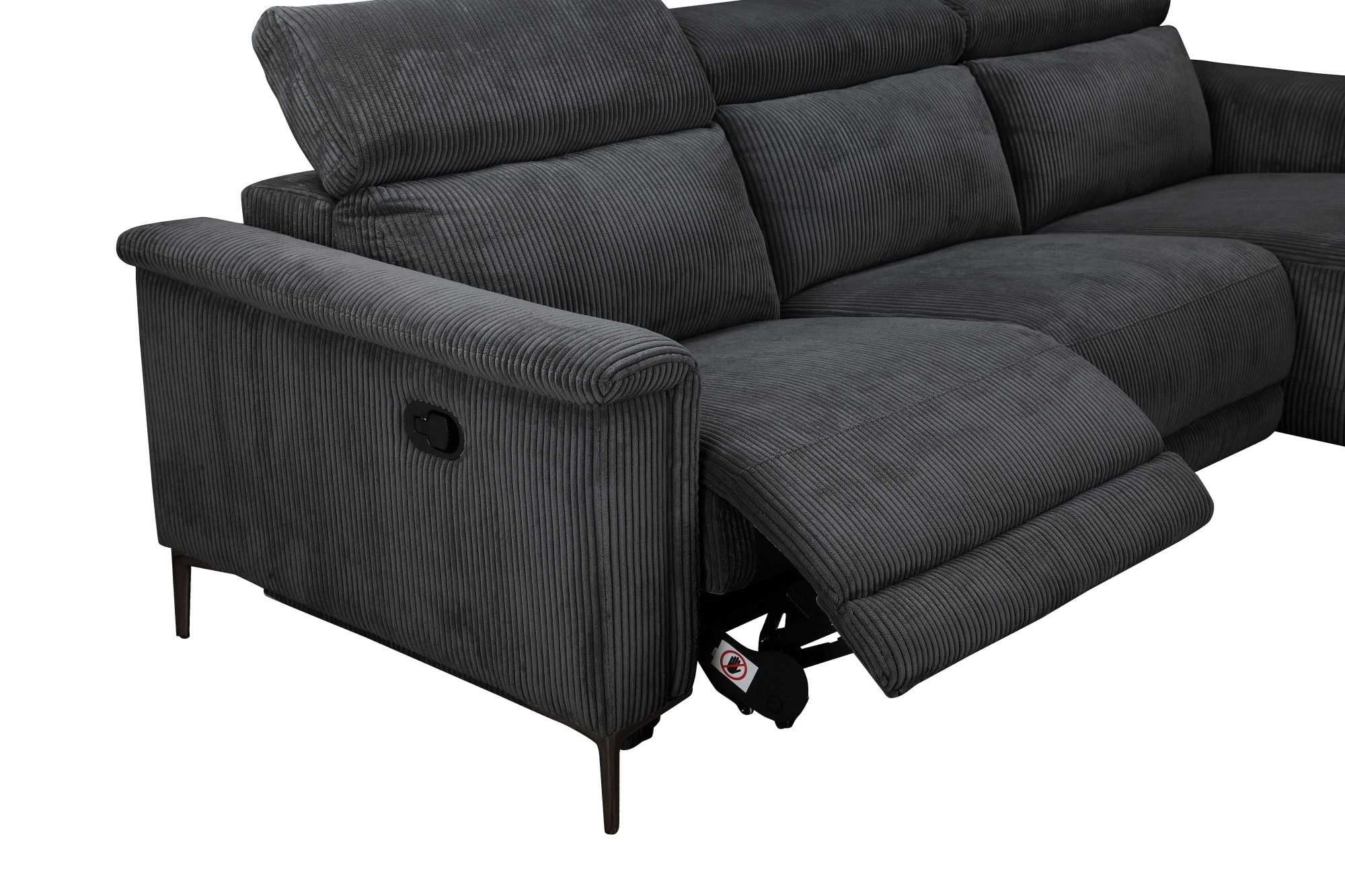 Places of Style Ecksofa »Lund in Cord, L-Form, 261 cm, manuelle und elektr. Relaxfunktion,«, USB-A und Kopfteilverstellung