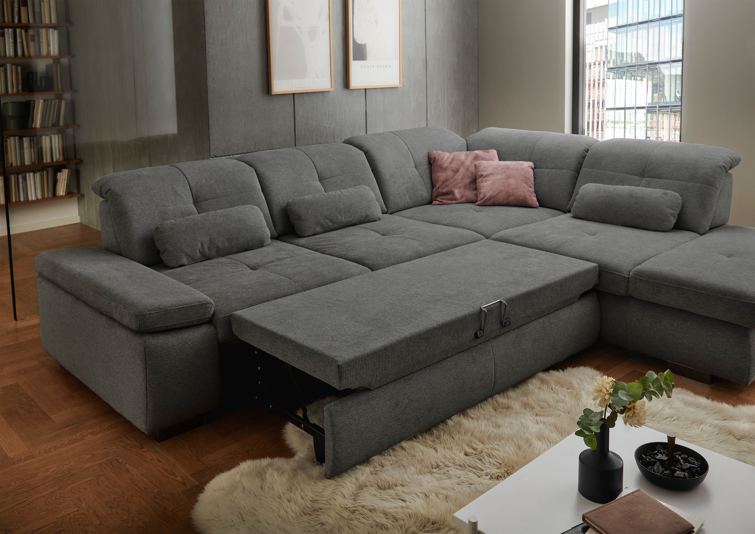 Die PlanBar Ecksofa »MP-IN16012 L-Form mit Federkern-Polsterung«, inkl. Sitztiefenverstellung, optional mit Funktionen