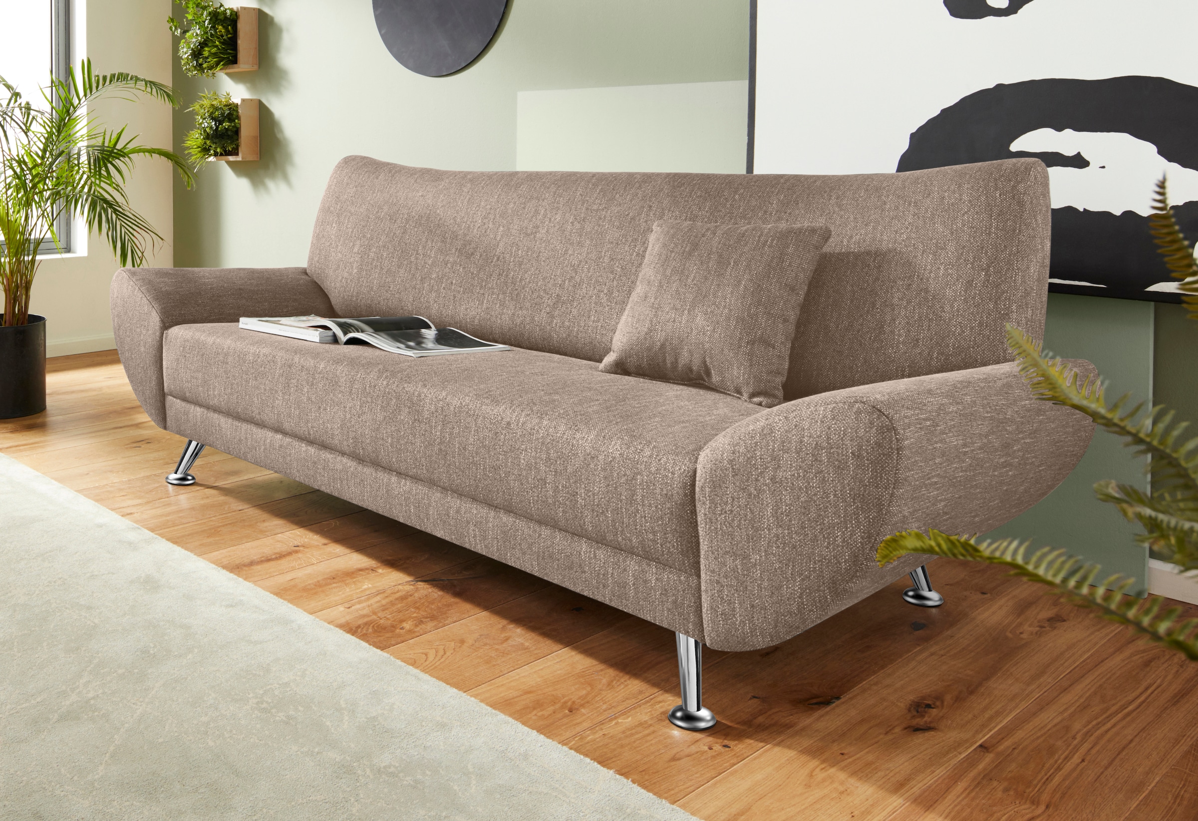 Home affaire 3-Sitzer "Saltare elegant & komfortabel, toller Designfuß, bequem, Breite 205cm"