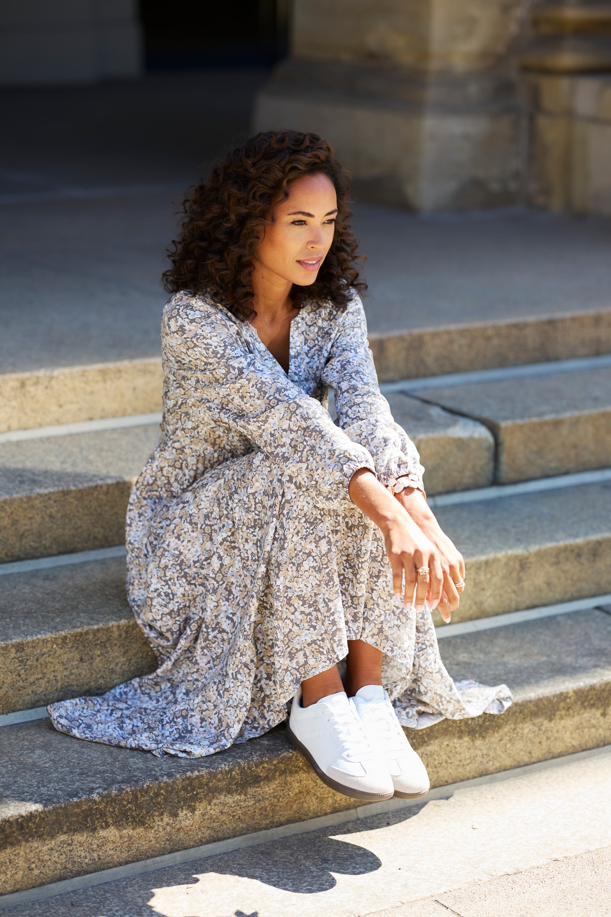 Vivance Maxikleid mit Alloverprint und Volants, langärmlig, Druckkleid, casual-chic