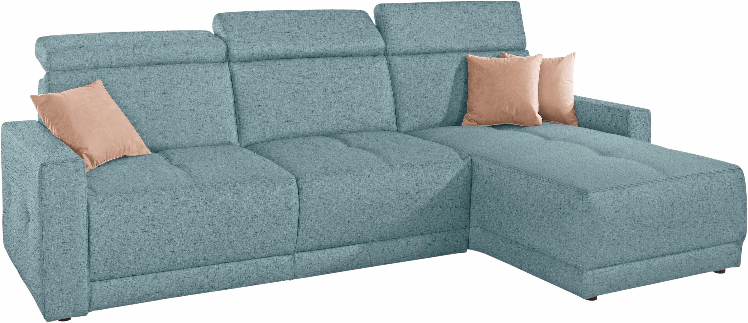 DOMO collection Ecksofa »Ava mit moderner Sitzheftung & toller Doppelnaht, komfortabel, L-Form«, mit Recamiere, inkl. Federkern, wahlweise mit Kopfteilverstellungen