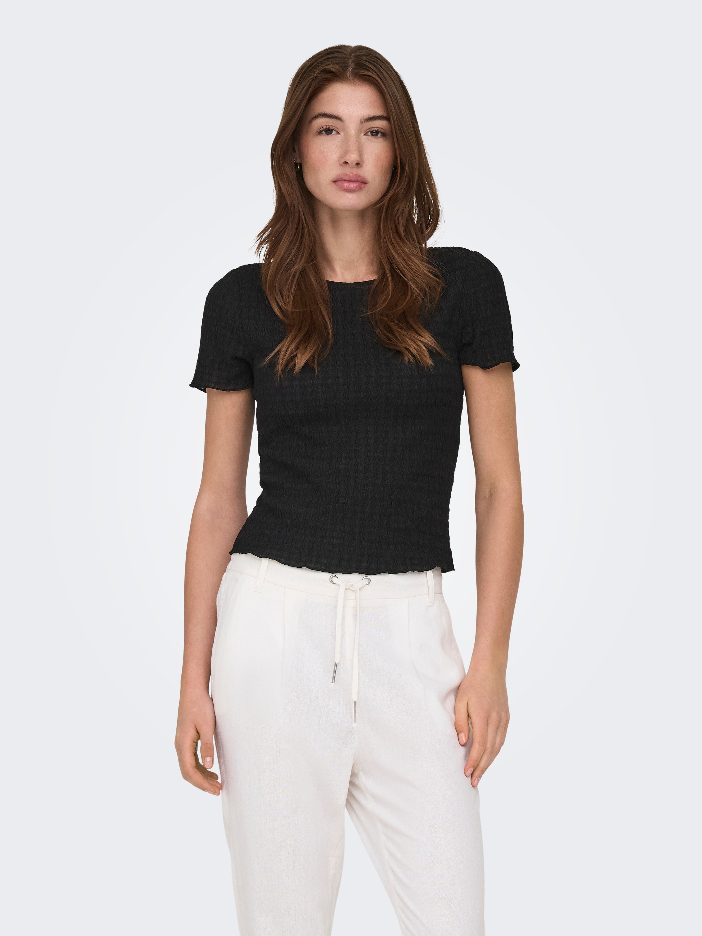 ONLY Kurzarmshirt "ONLILSE S/S TOP STRUCTURE JRS NOOS" Kunstfaser, regular günstig online kaufen