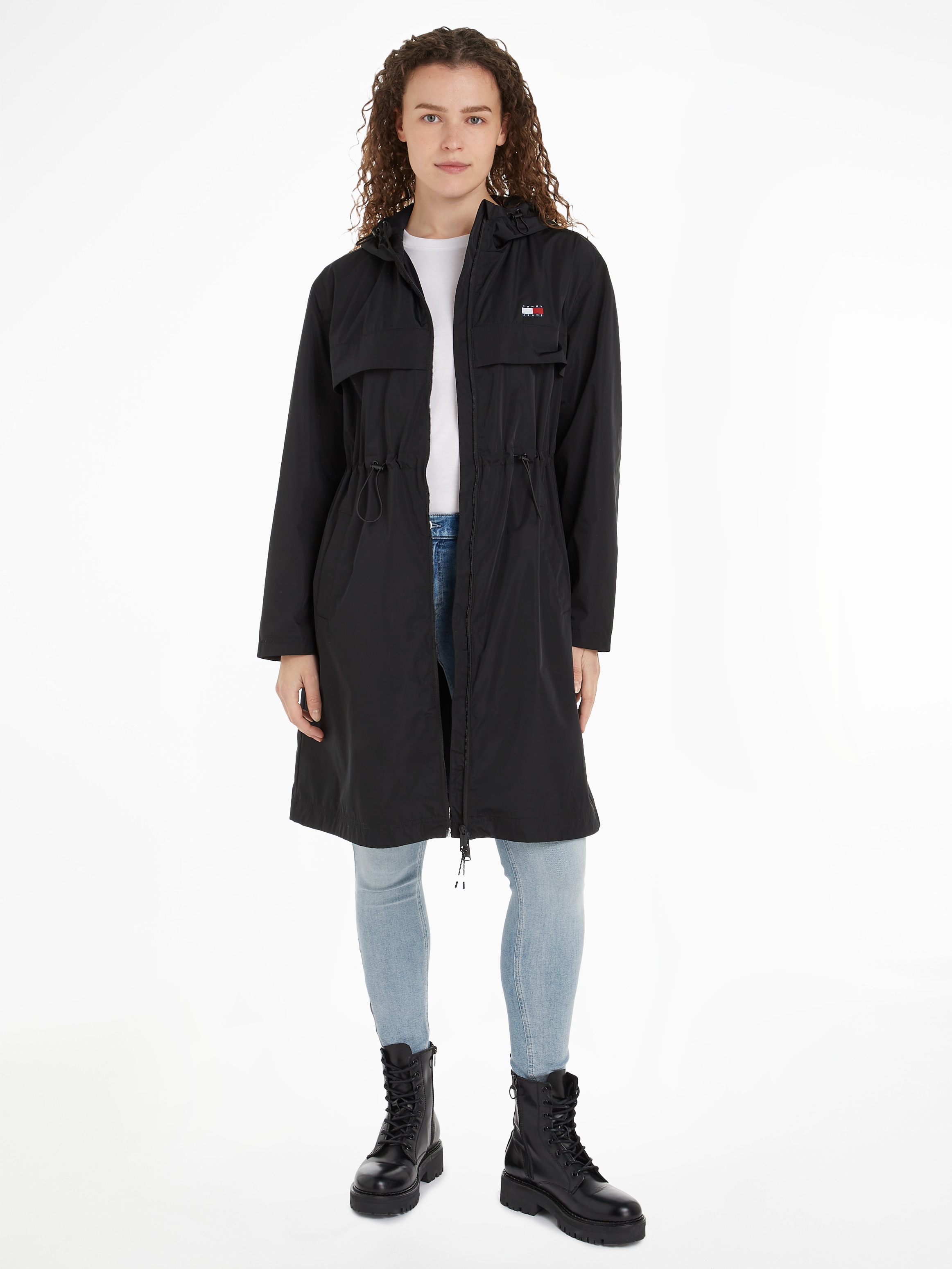 Tommy Jeans Curve Parka »TJW CHICAGO WAISTED COAT EXT«, mit Kapuze, Große Größen, Kapuze, Tunnelzug, 2-Wege-Reißverschluss