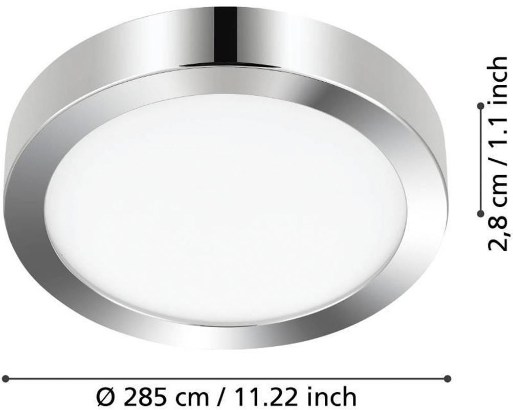 EGLO Deckenleuchte »FUEVA 5 Deckenlampe, IP44, geringe Aufbauhöhe, 20 Watt, Rund«, Leuchtmittel LED-Modul | LED fest integriert, Aufbauleuchte, Badezimmer, Bad-Deckenlampe, modern, 28,5x2,8cm