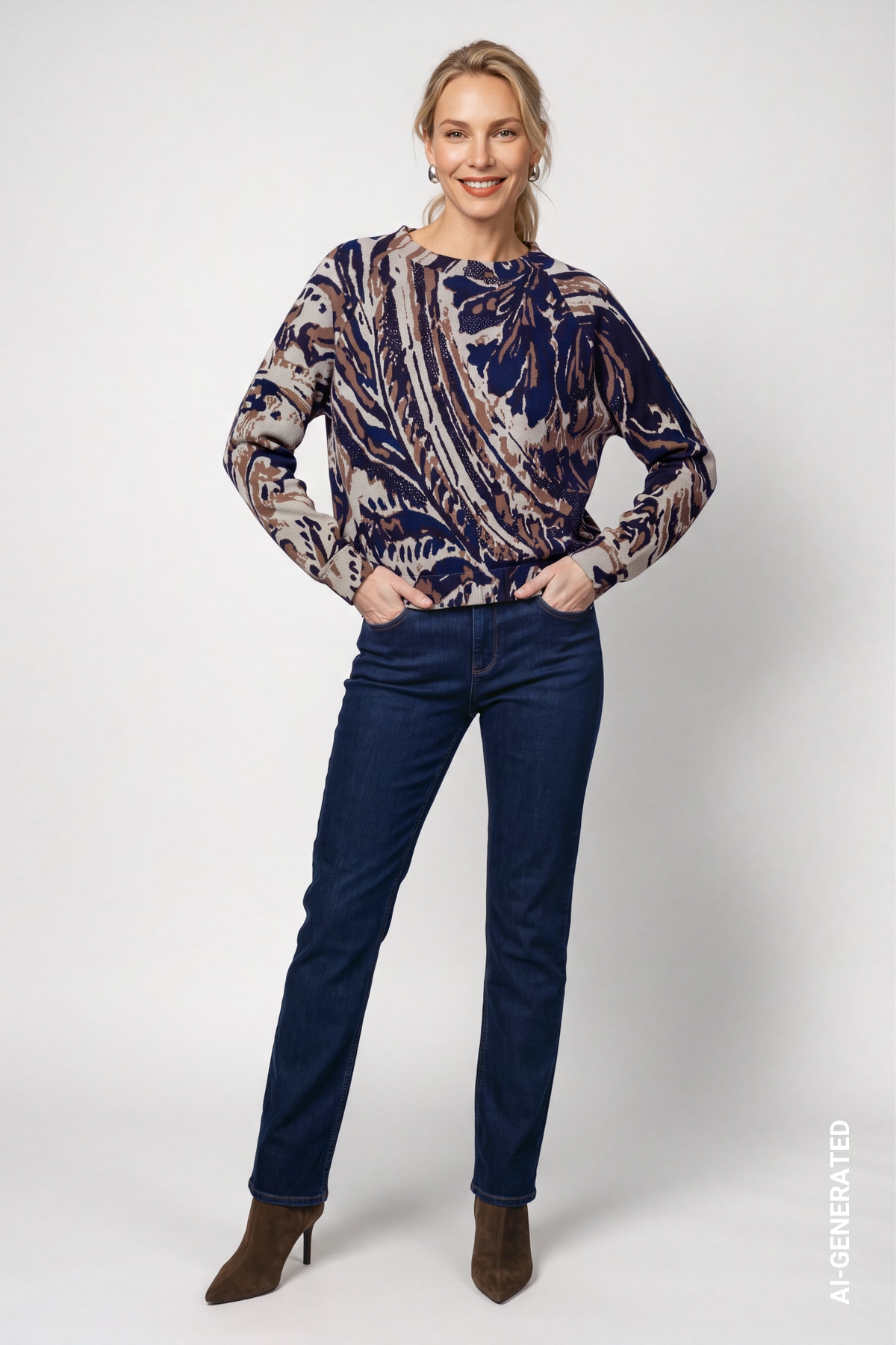 Monari Rundhalspullover »Pullover Paisleyjacquard« Regular fit mit Musterung