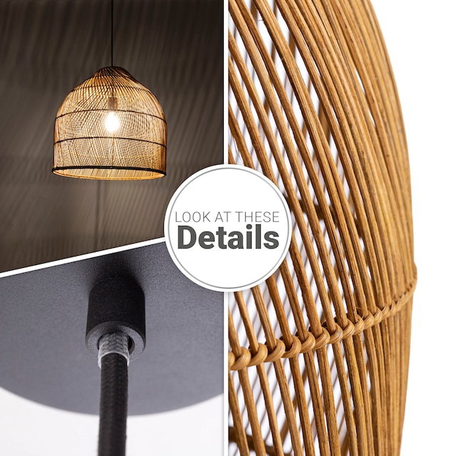 Paco Home Pendelleuchte »LINNU«, Korblampe Rattan Pendelleuchte Wohnzimmer  Boho Deckenlampe Natur | BAUR