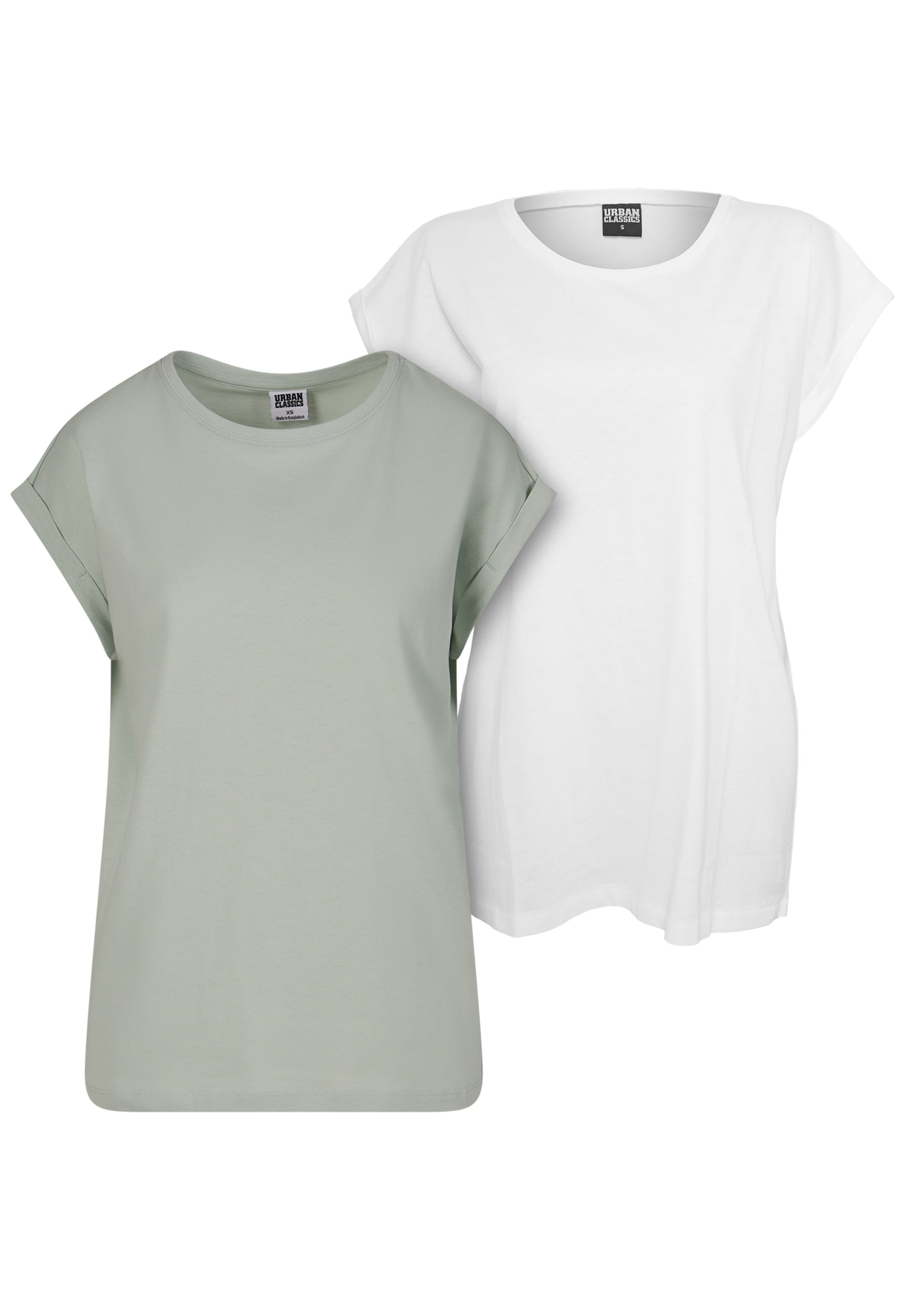 URBAN CLASSICS T-Shirt "Urban Classics Damen Ladies Extended Shoulder Tee 2-Pack" 1 Stk.