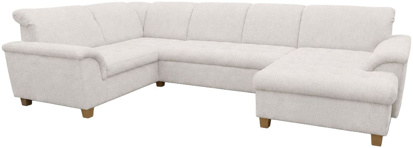 OTTO home Wohnlandschaft »Egedal 352 x 214 cm, auch mit Schlaffunktion & Bettkasten, Holzfüße« Kopfteile verstellbar, U-Form, aus pflegeleichtem Lu x us-Microfaser
