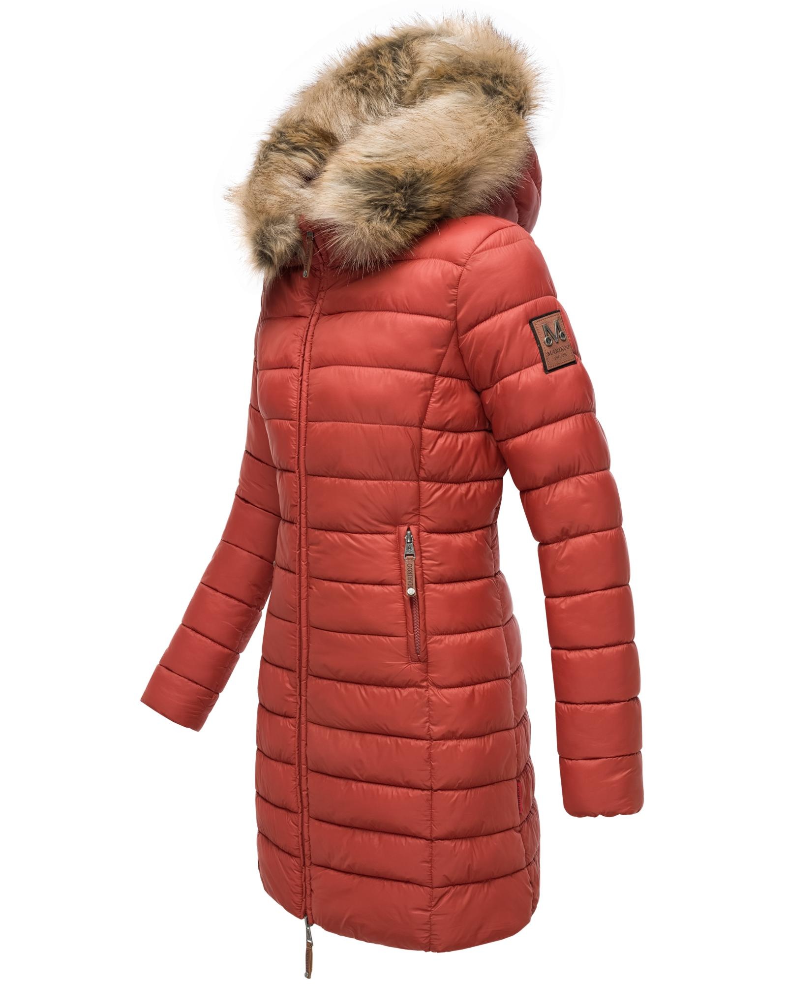 Marikoo Steppmantel »Rose-Stepp«, zeitloser Winterparka mit großer Kunstfellkapuze