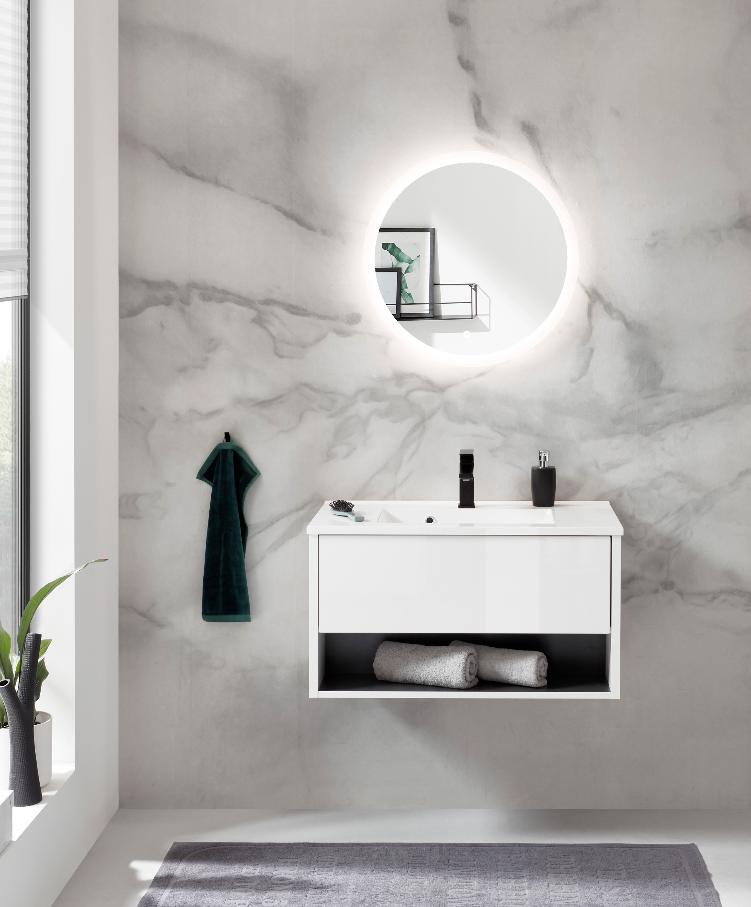 Thumbnail - Places of Style Badmöbel-Set "Studio Line, Bad im modernen Design, 2-teiliges Badezimmer", (2 St.), Waschtisch und Spieg...