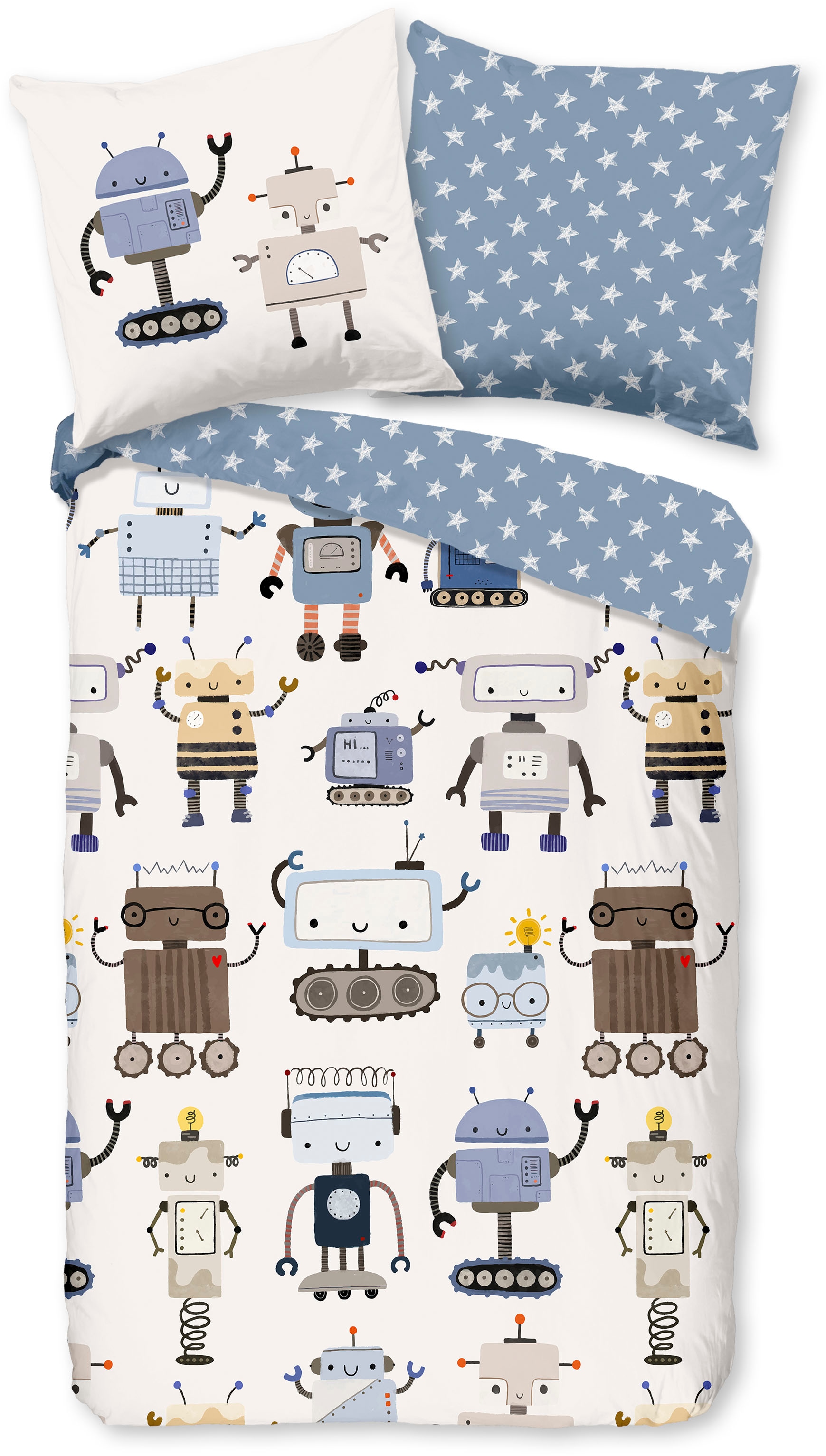 good morning Kinderbettwäsche "Robo" 2 Stk. Baumwolle, Reißverschluss, Wend günstig online kaufen