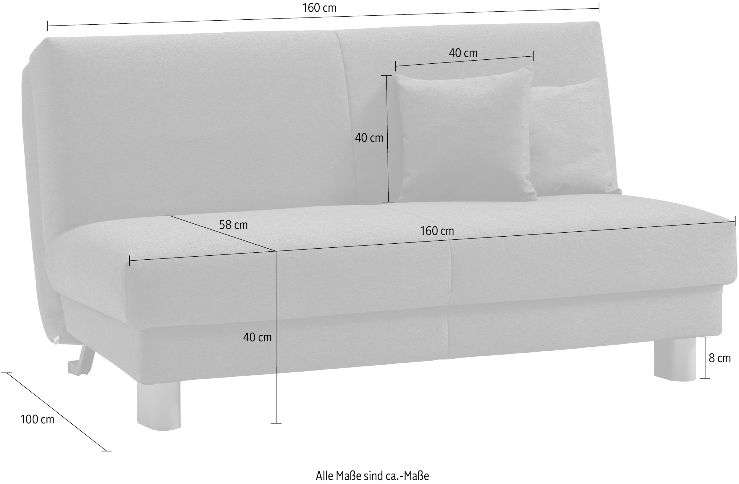 ell + ell Schlafsofa »Enny«, Liegefläche Breite 155 cm, Liegehöhe 45 cm, Füße schwarz, Rückenlehne