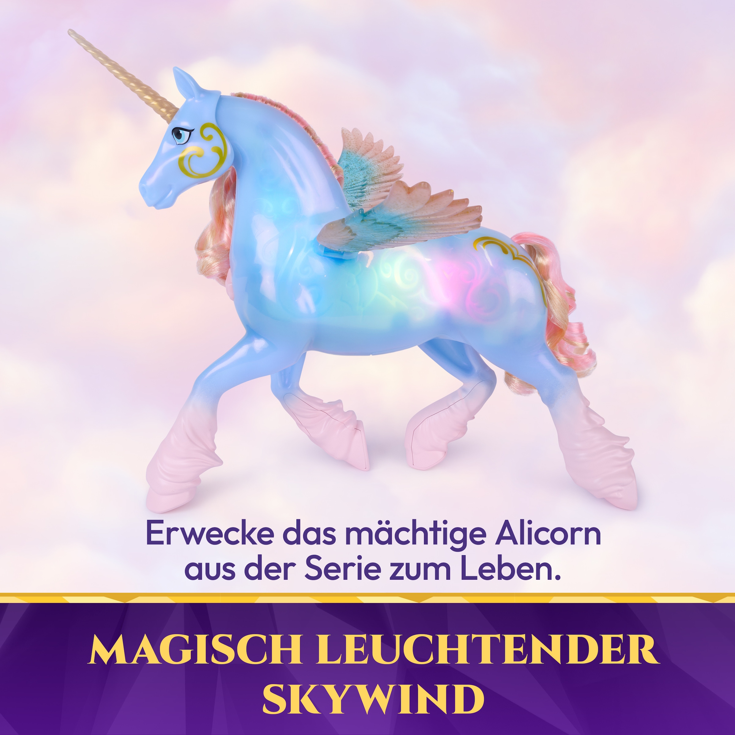 Spin Master Anziehpuppe »Unicorn Academy - Glow Magic Skywind, interaktives Einhorn« mit Licht und Sound