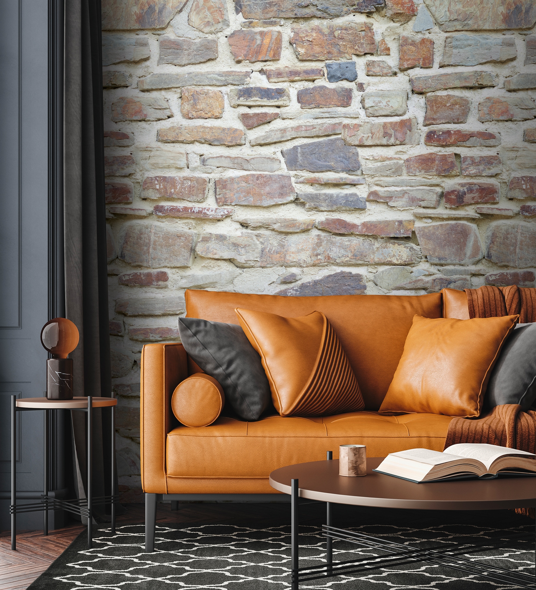 living walls 1100000002199 "Steinmauer Fototapete" matt glatt Tapete Steinoptik Stein-Tapete Loft Industrial Used Look