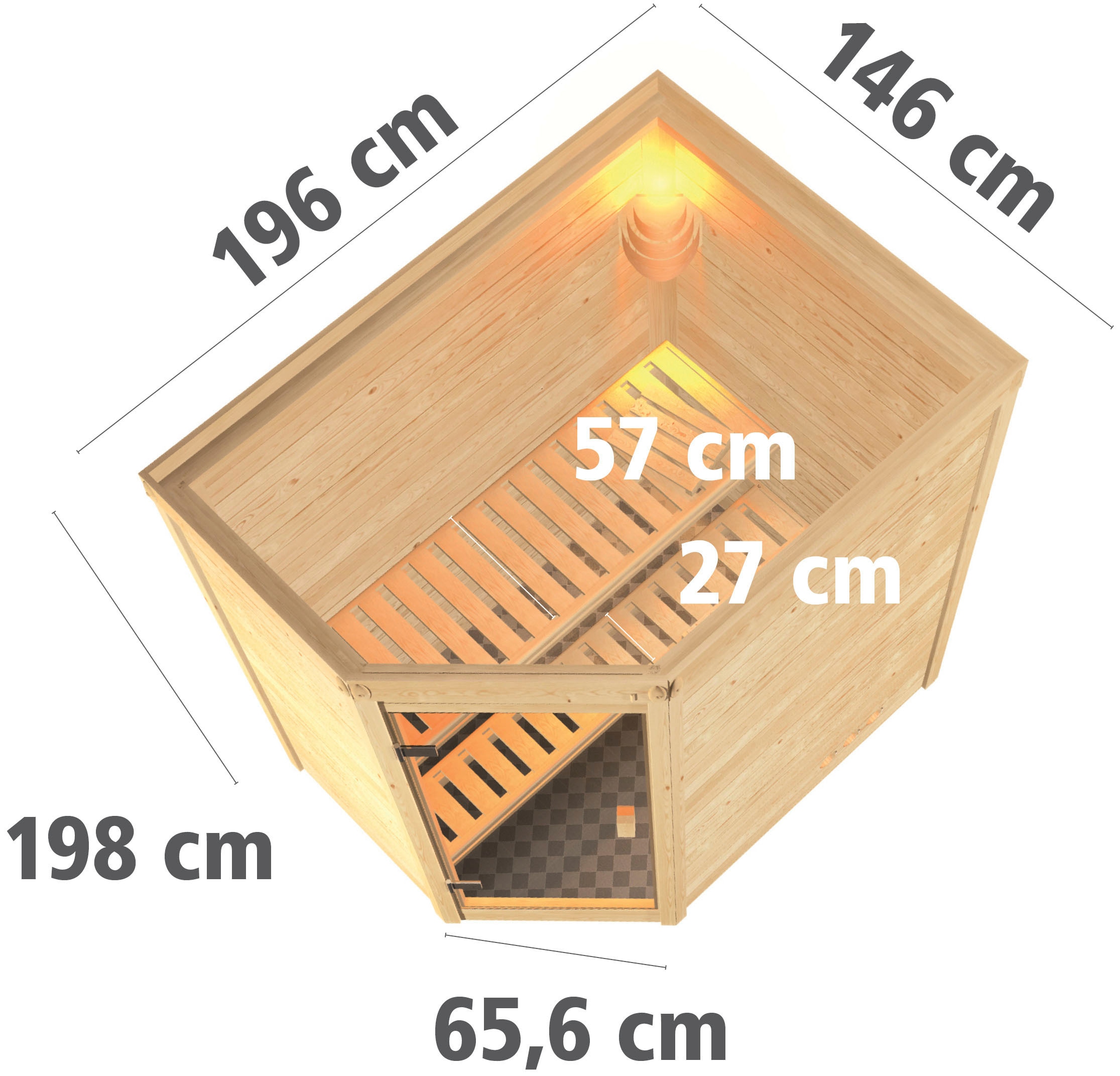 Karibu Sauna »Svea (Eckeinstieg)«, inklusive Ofenschutzgitter und Tür