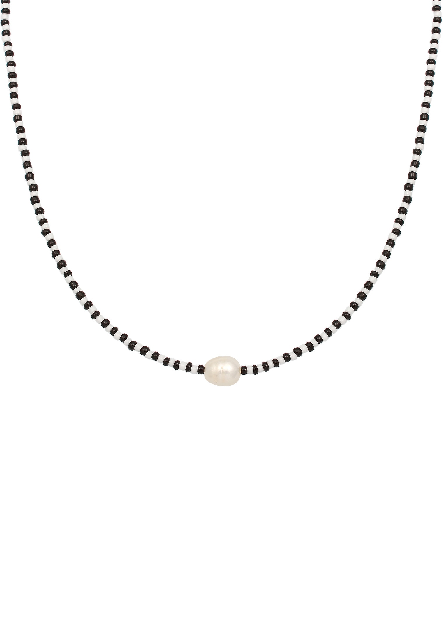 Elli Perlenkette »Barock Perle Glas Beads Schwarz 925 Sterling Silber«