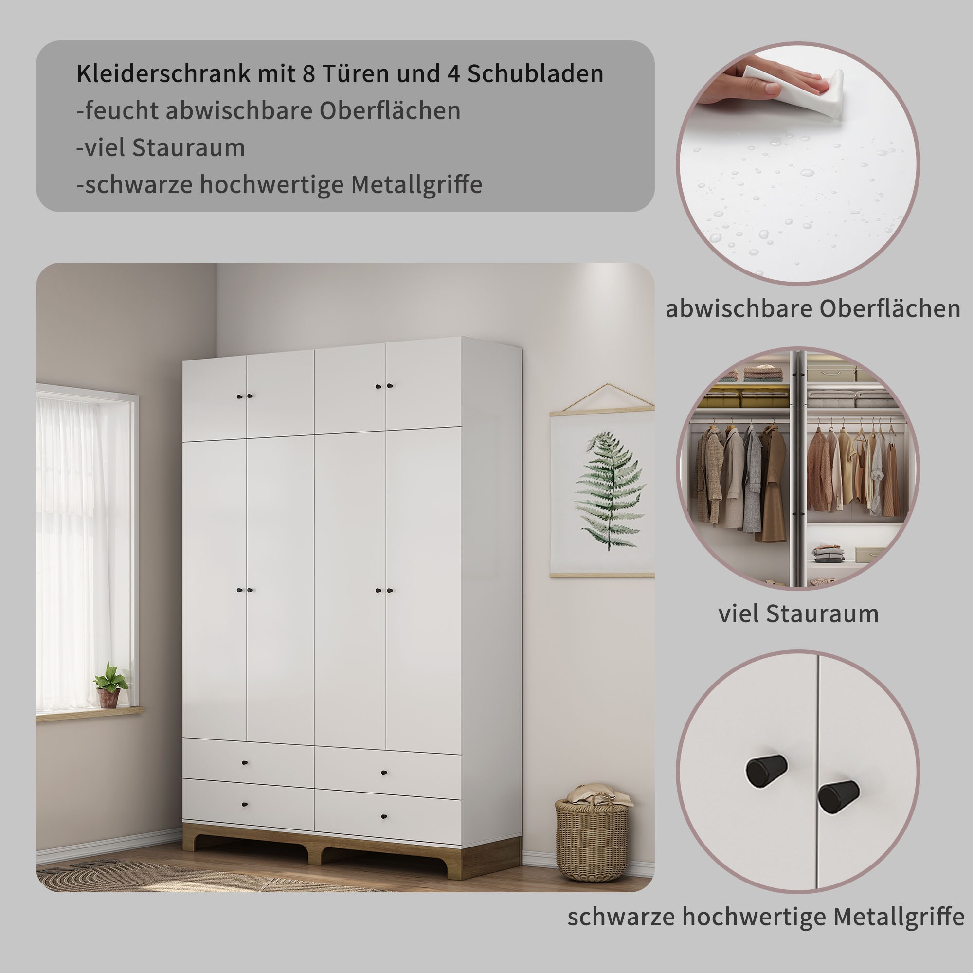 Thumbnail - OTTO home Kleiderschrank "Oslo Schlafzimmerschrank Garderobe weiß Landhaus Bestseller"
