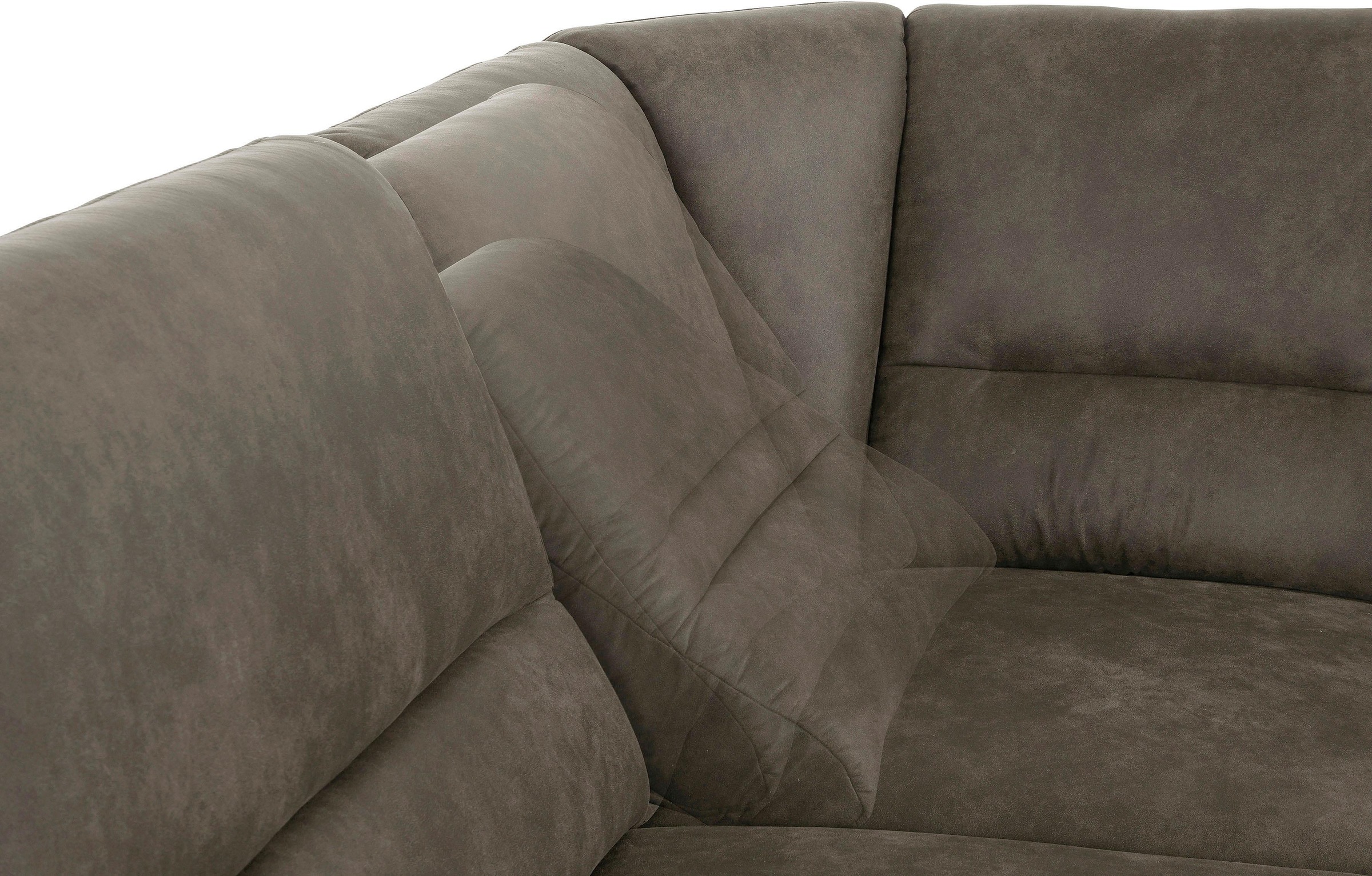 Wohnlandschaft SIT & MORE "Cardoso U-Form", grau (taupe), B:324cm H:90cm T:90cm, Luxus-Microfaser 1 (100% Polyester);Luxus-Microfaser 2 (100% Polyester);Luxus-Microfaser ALTARA NUBUCK (100% Polyester), Sofas, Wohnlandschaft, mit Federkern und Kopfstützen, 7
