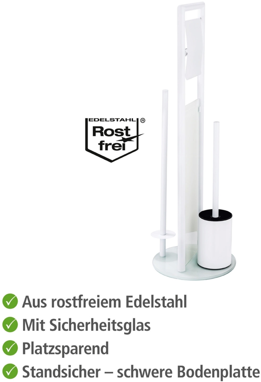 Thumbnail - WENKO WC-Garnitur "Ravina" aus Edelstahl  Sicherheitsglas Stand WC-Garnitur, Toilettenpapierhalter, Rollenhalter & WC-Bü...