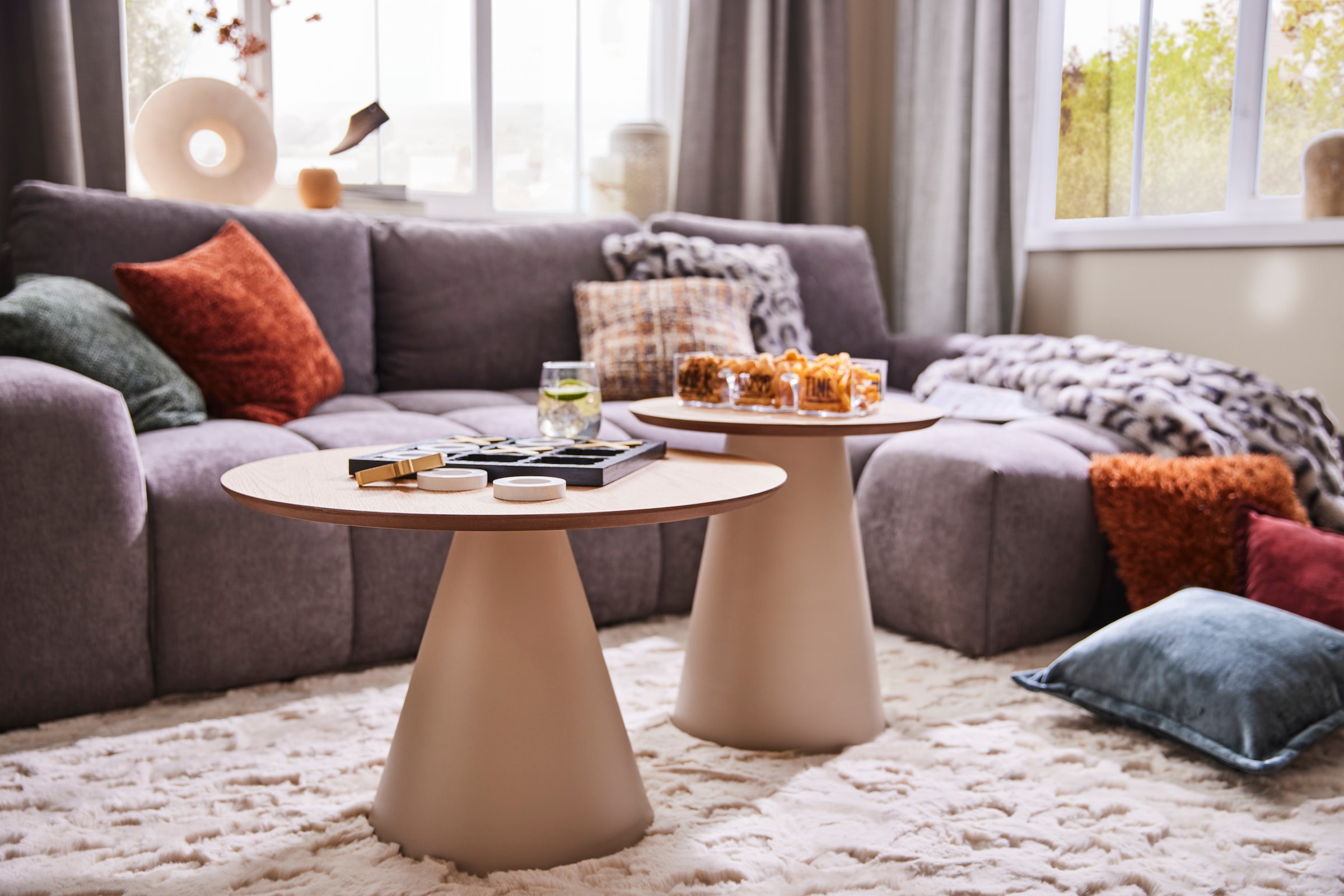 ACTONA GROUP Couchtisch "Soli", Rund Couchtisch, Tischplatte matt Eiche, Sä günstig online kaufen