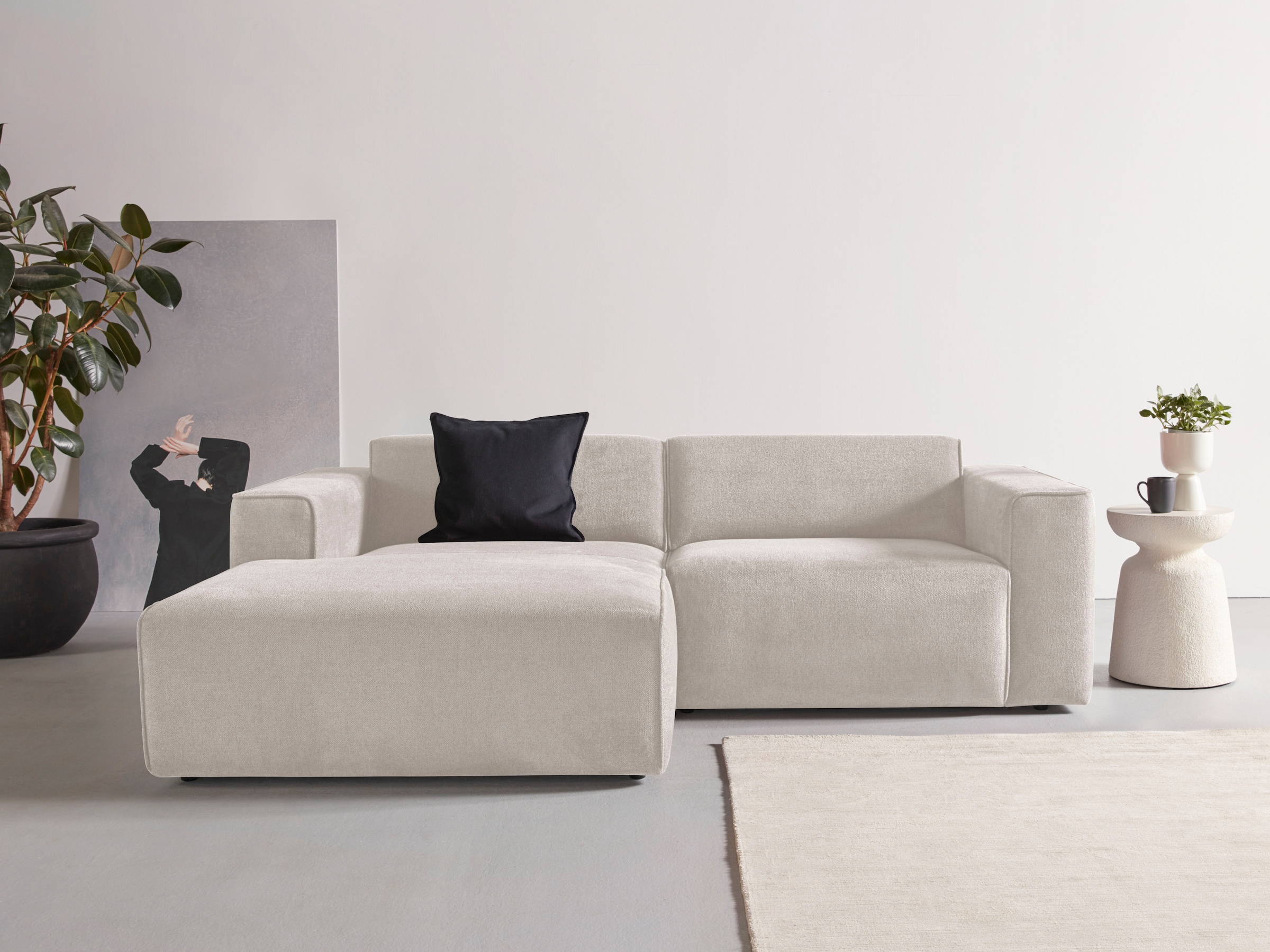 Ecksofa »Noord«, mit Kedernaht, Breite 234 cm, Cord, Struktur, Webstoff